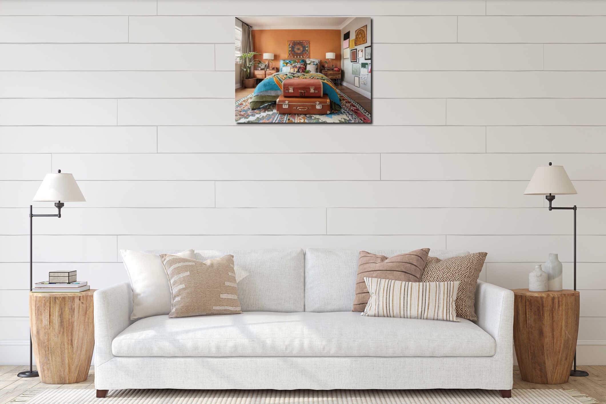 Canvas hanging interior mockup