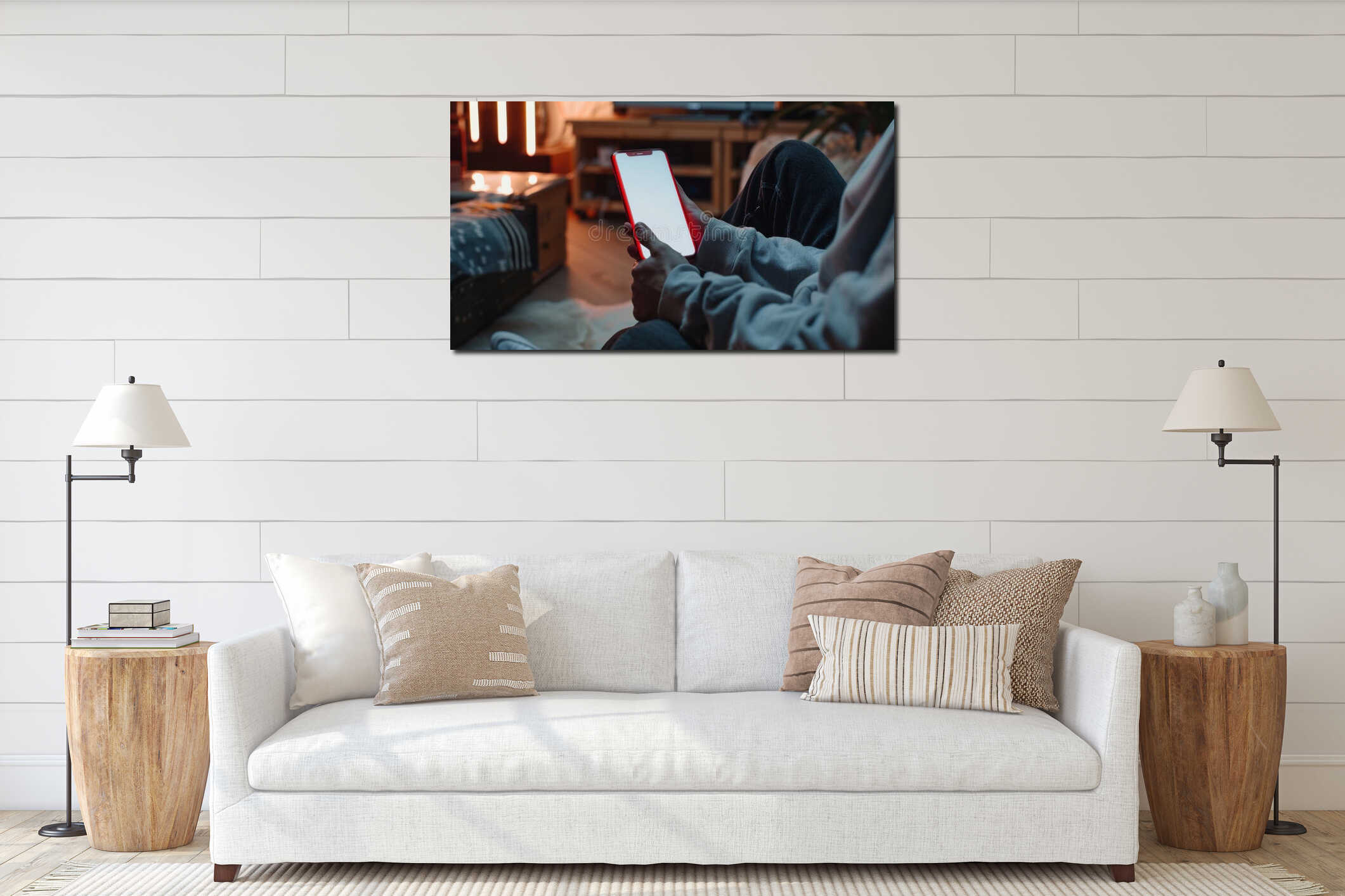 Canvas hanging interior mockup