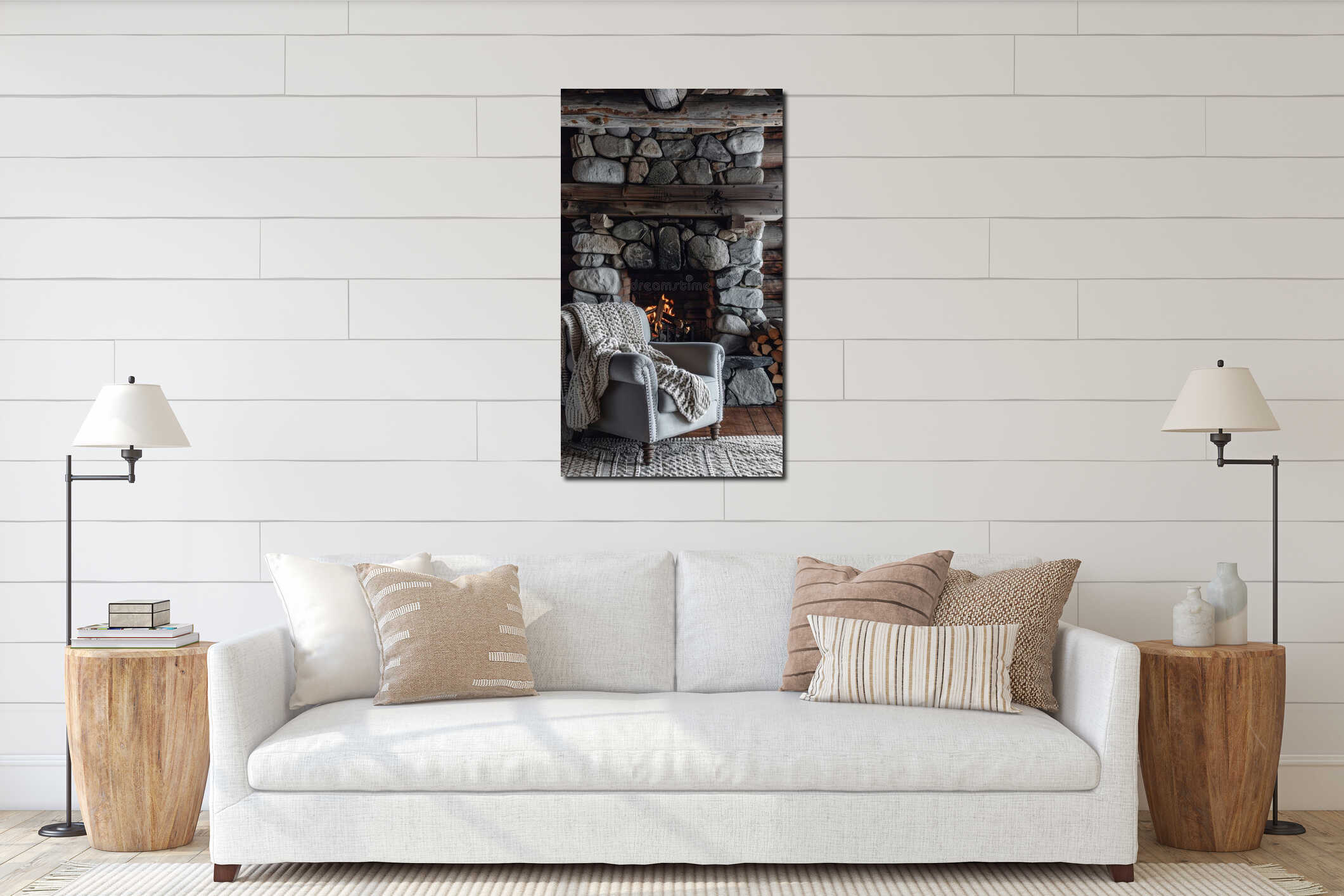 Canvas hanging interior mockup