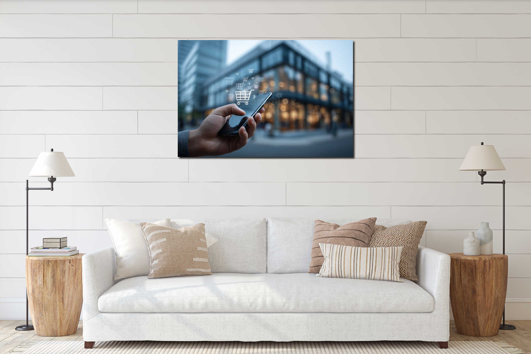 Canvas hanging interior mockup