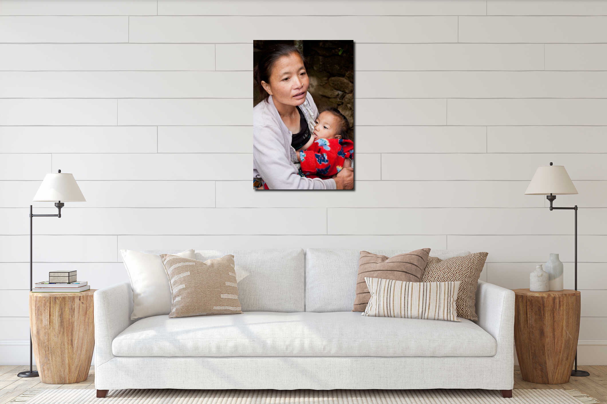 Canvas hanging interior mockup