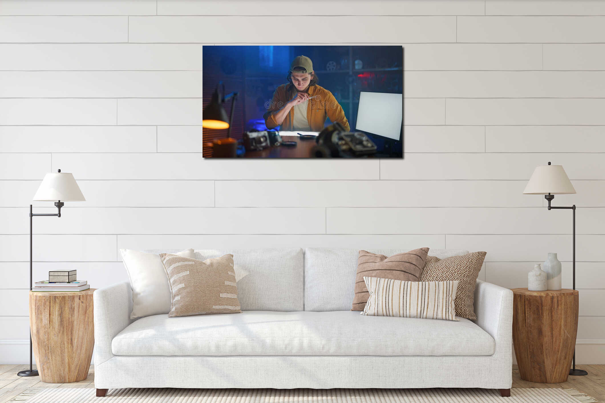 Canvas hanging interior mockup