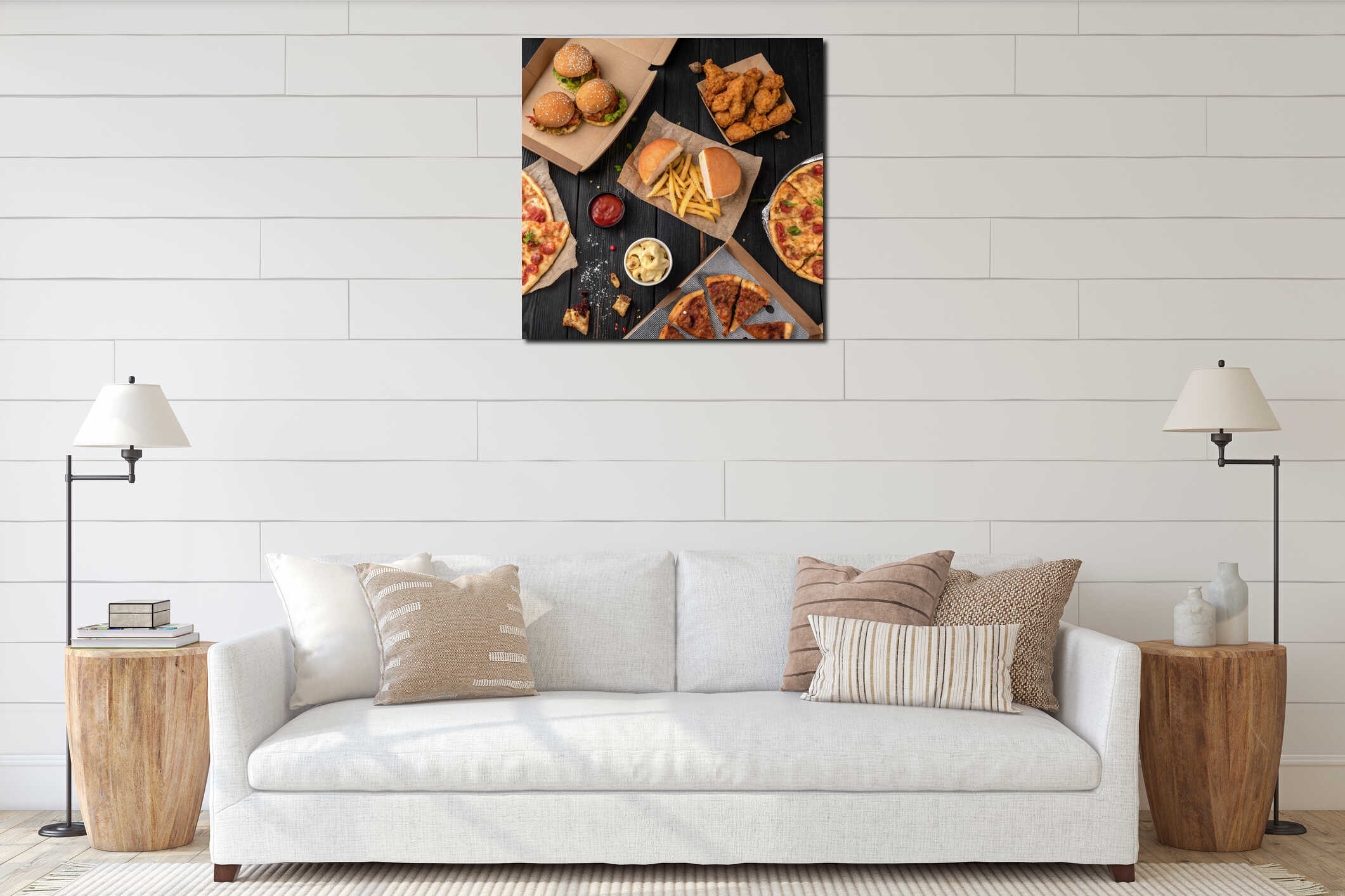 Canvas hanging interior mockup