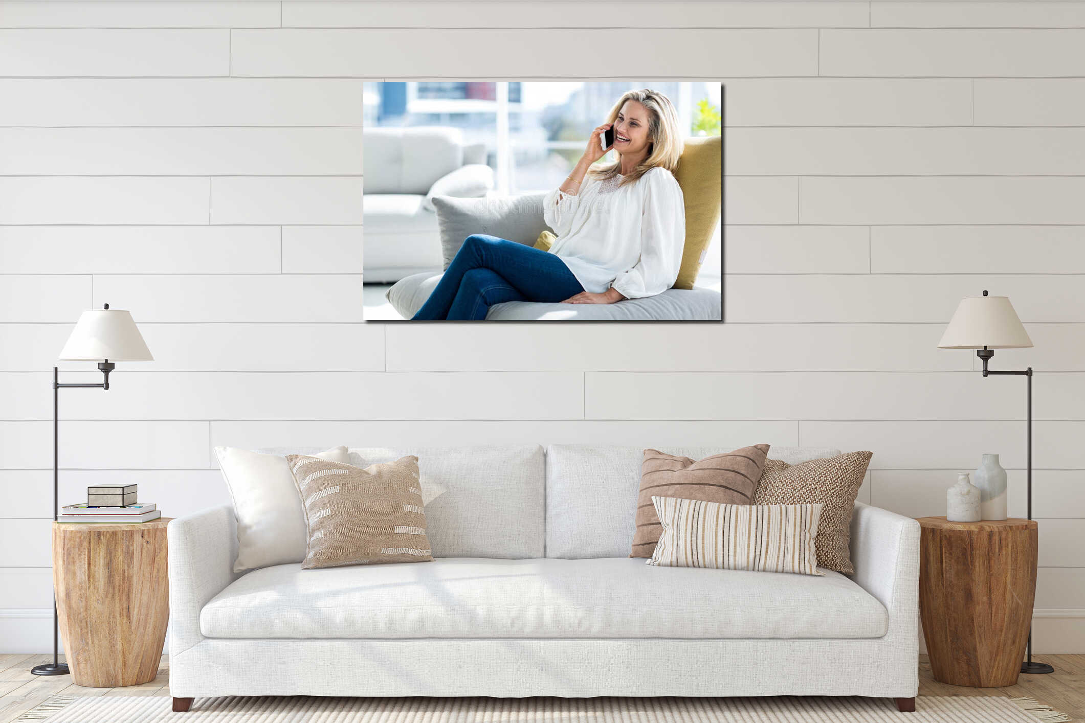 Canvas hanging interior mockup