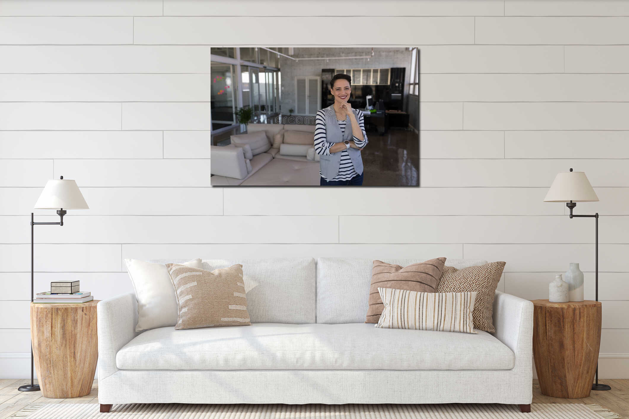 Canvas hanging interior mockup