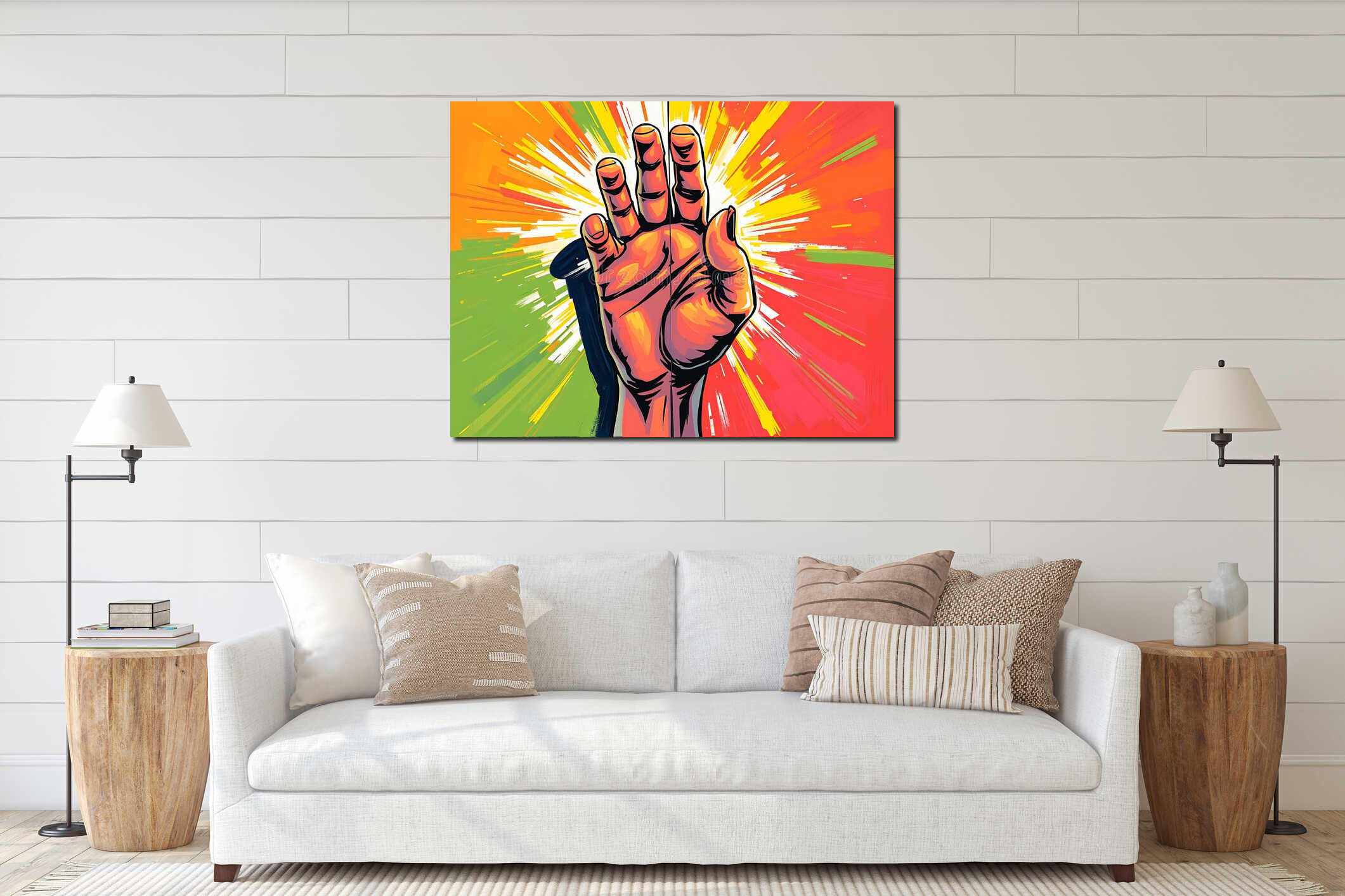 Canvas hanging interior mockup