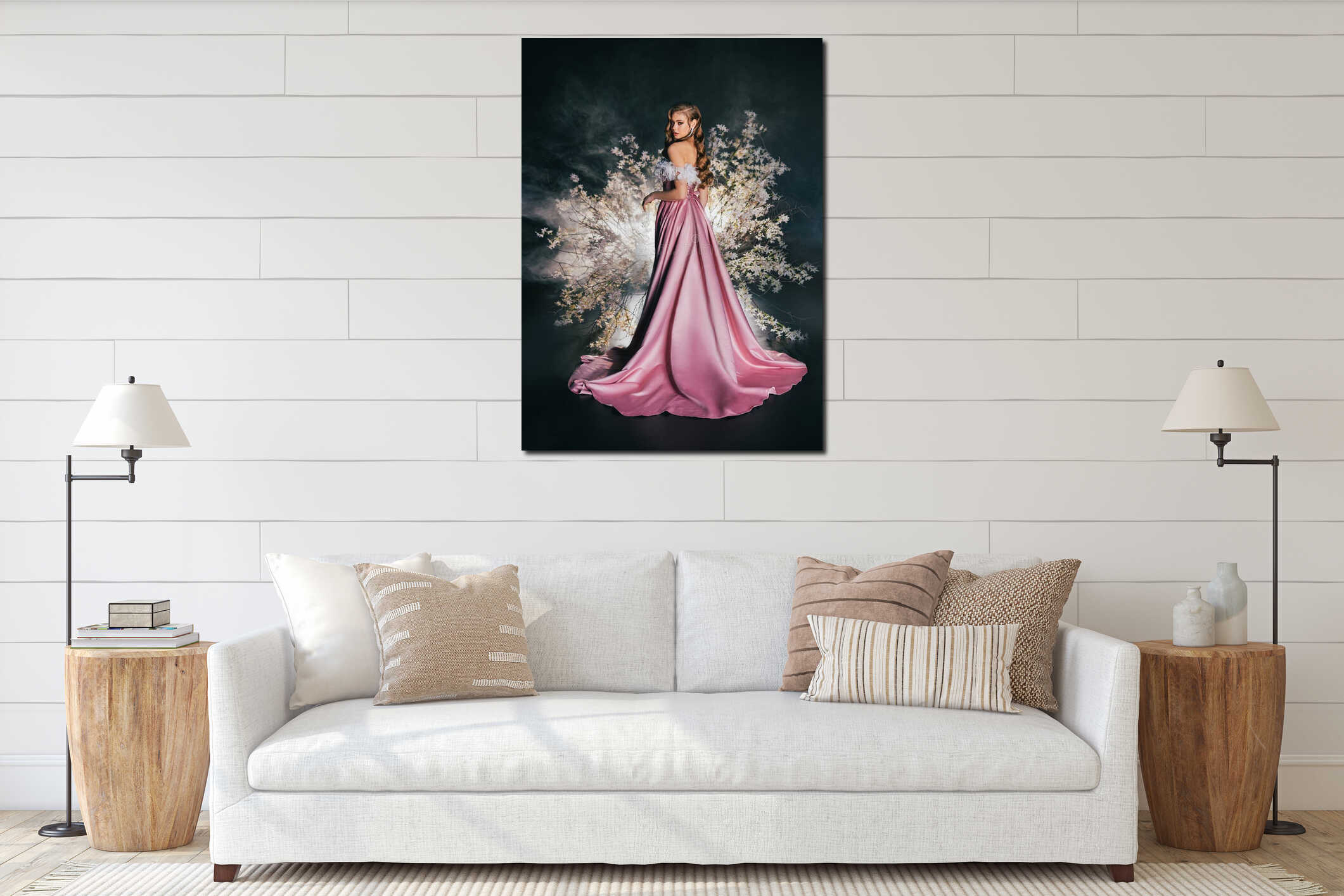 Canvas hanging interior mockup