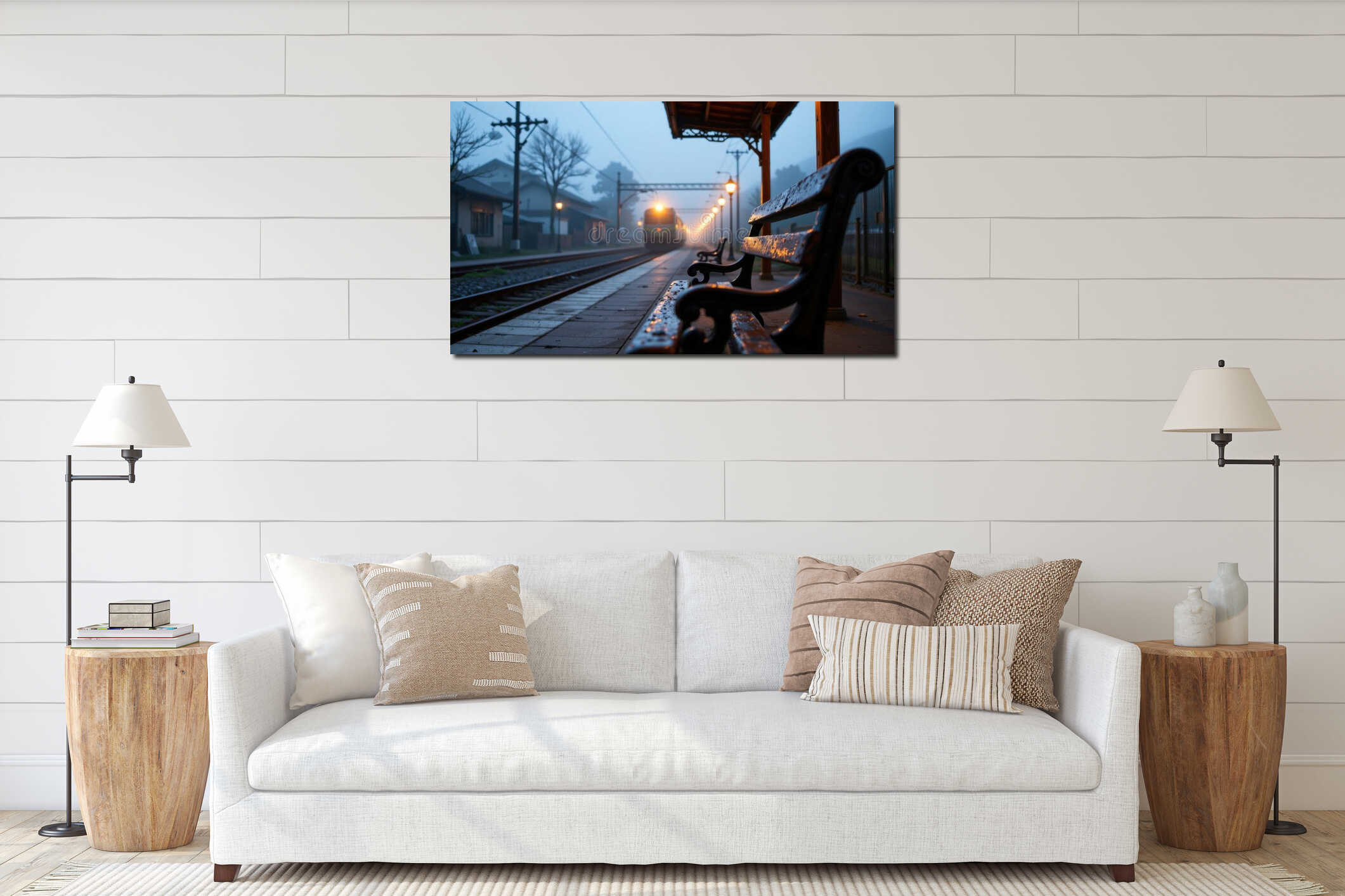Canvas hanging interior mockup