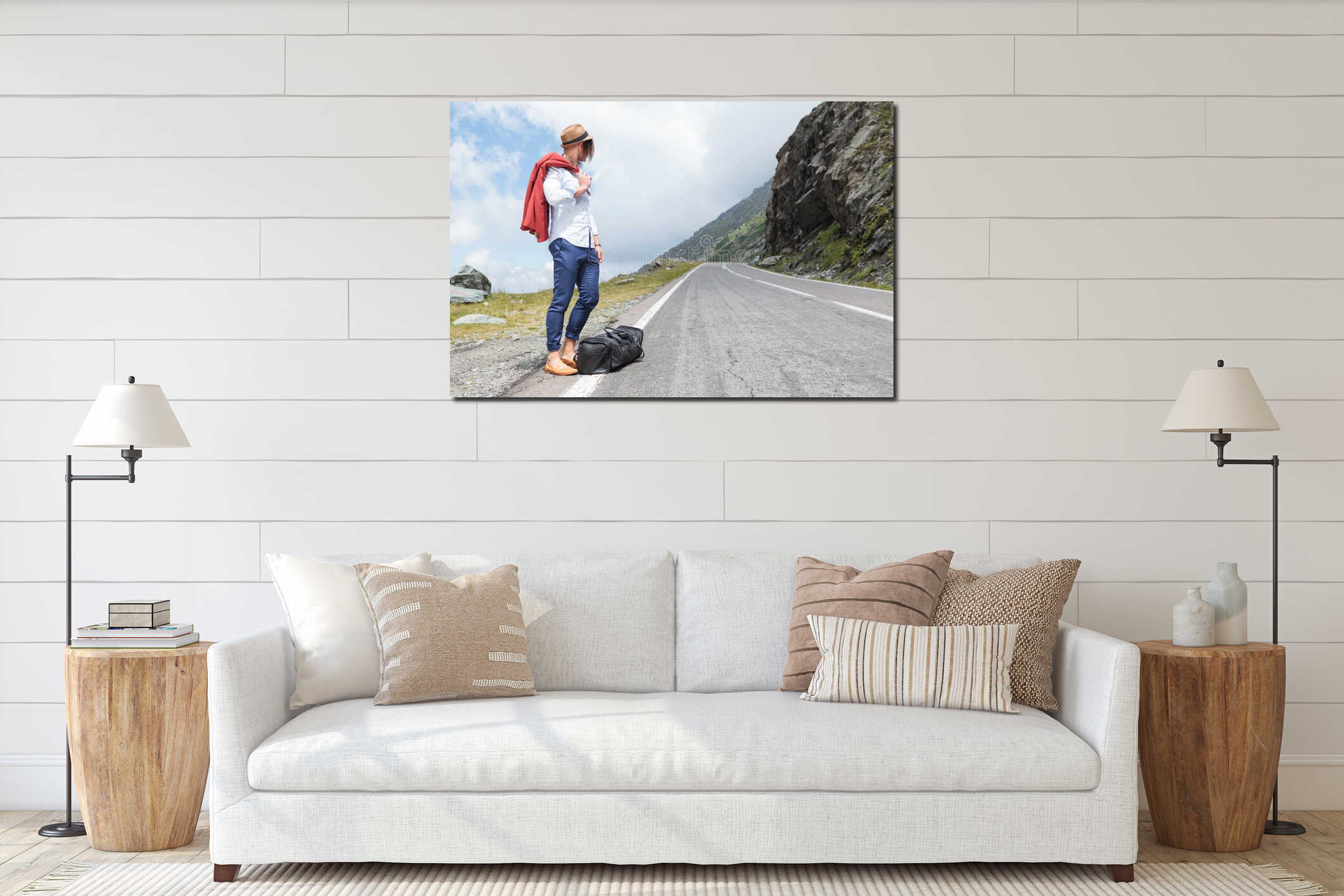 Canvas hanging interior mockup