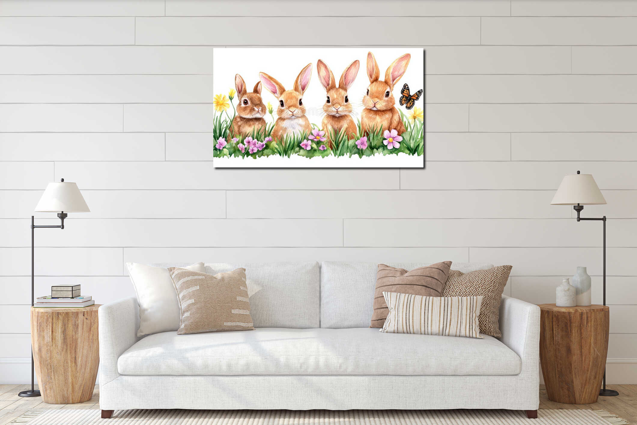 Canvas hanging interior mockup