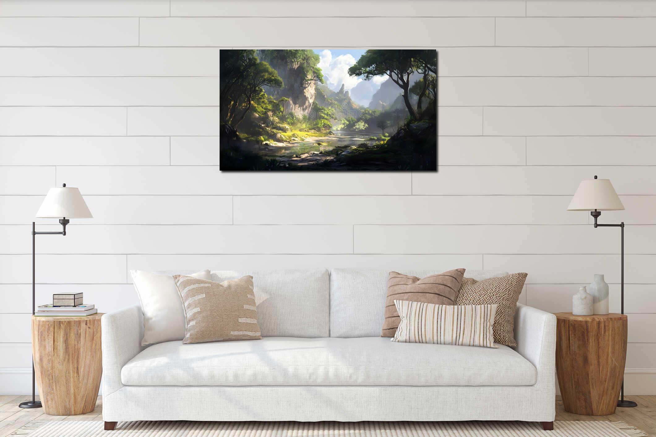 Canvas hanging interior mockup