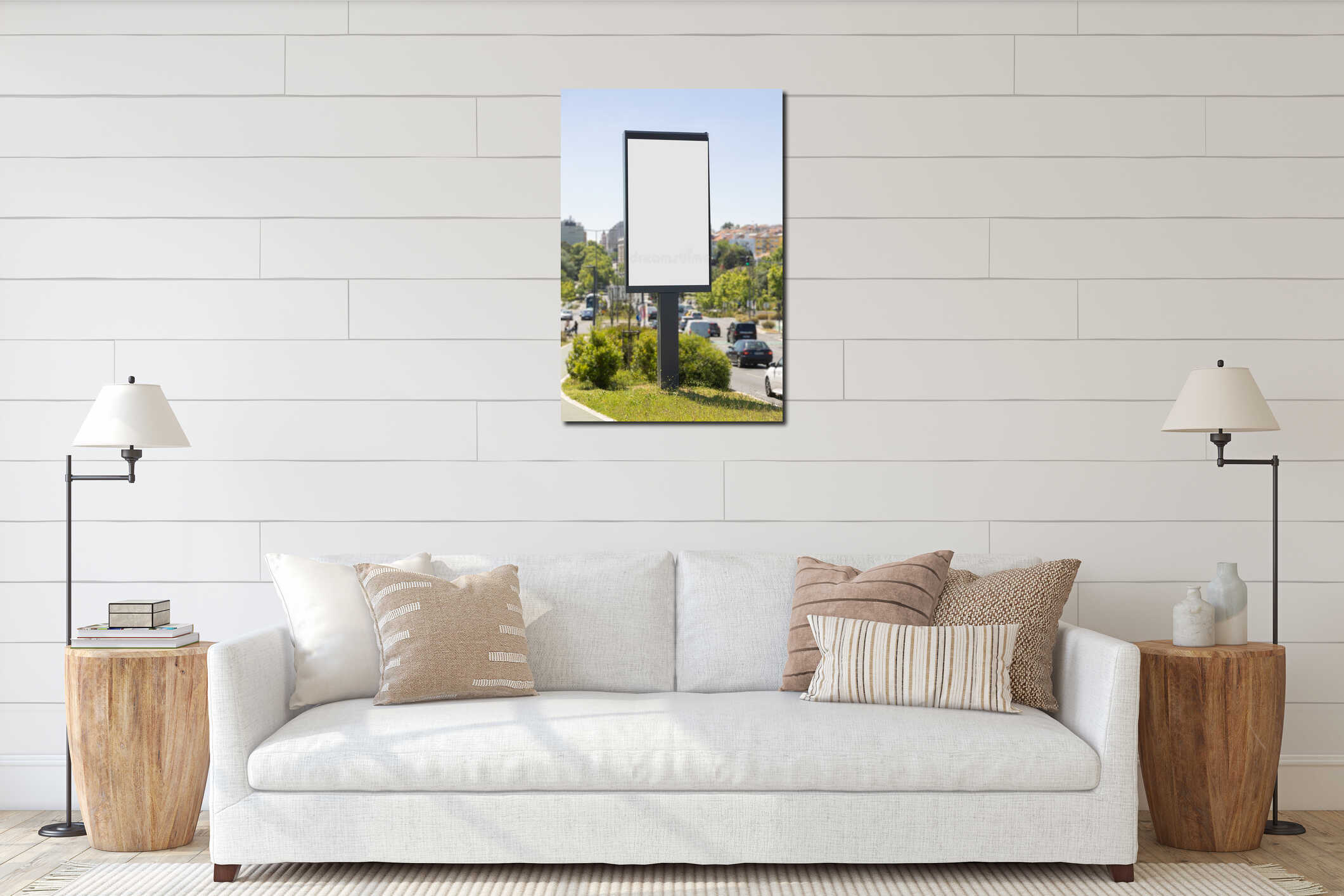 Canvas hanging interior mockup