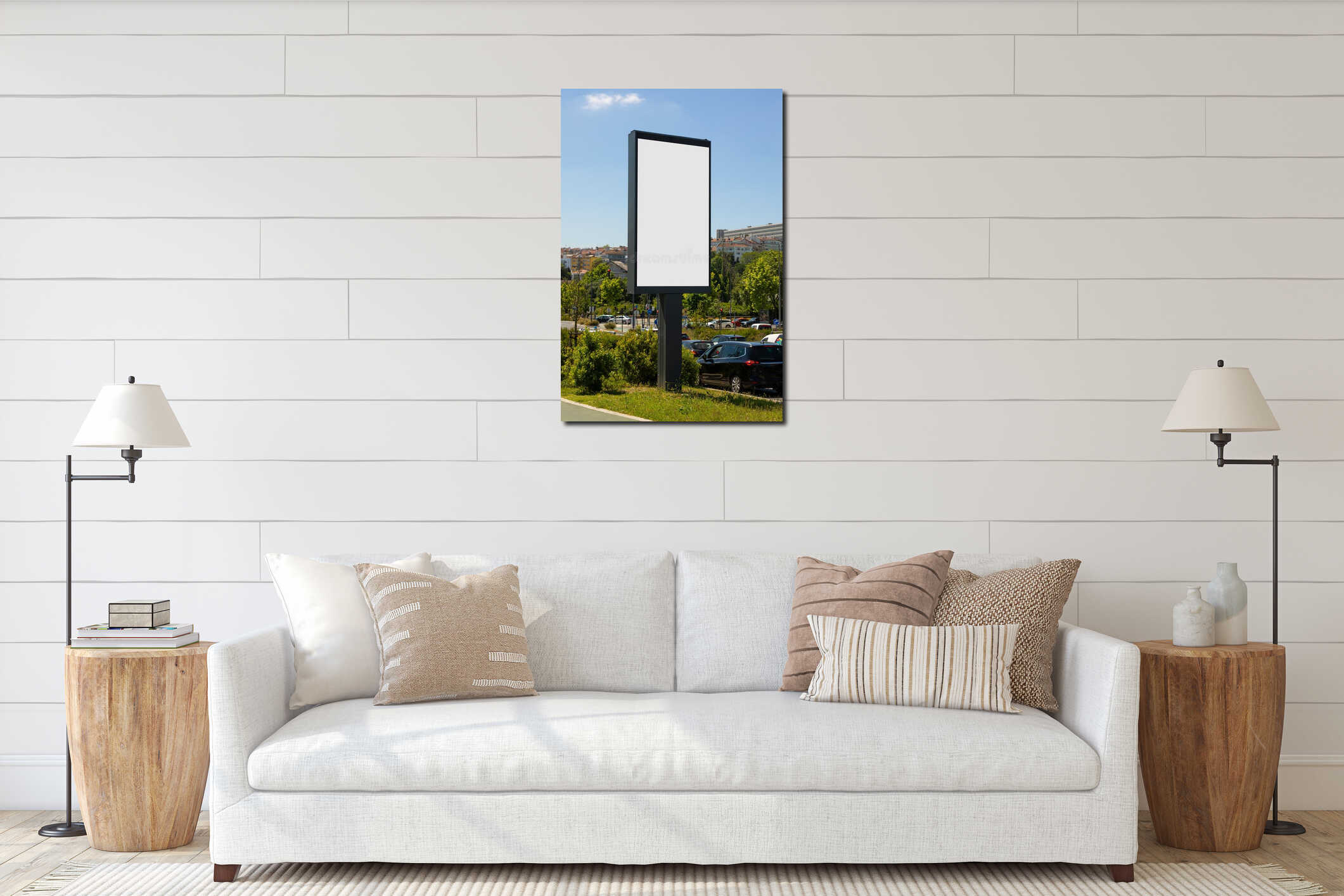 Canvas hanging interior mockup