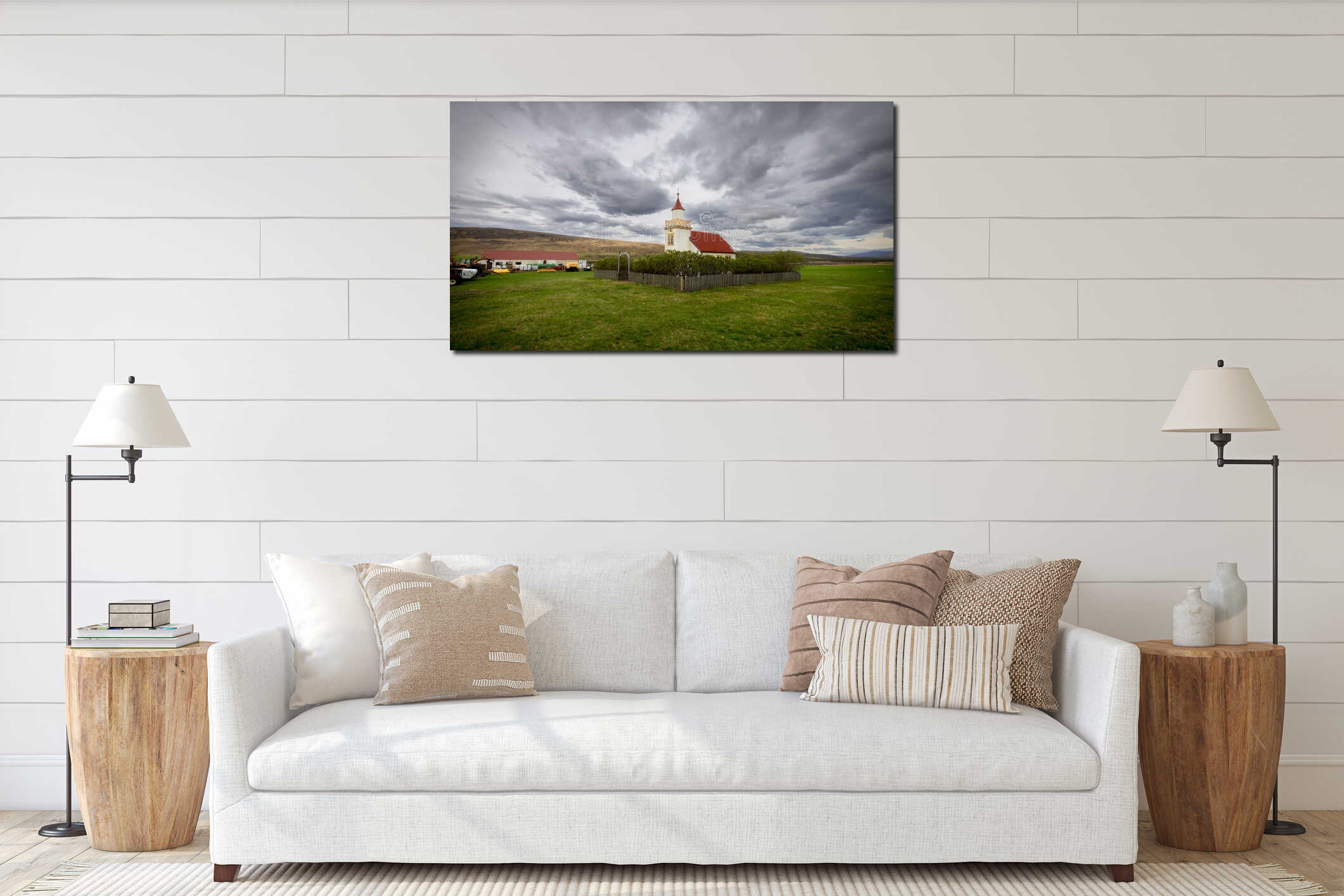 Canvas hanging interior mockup