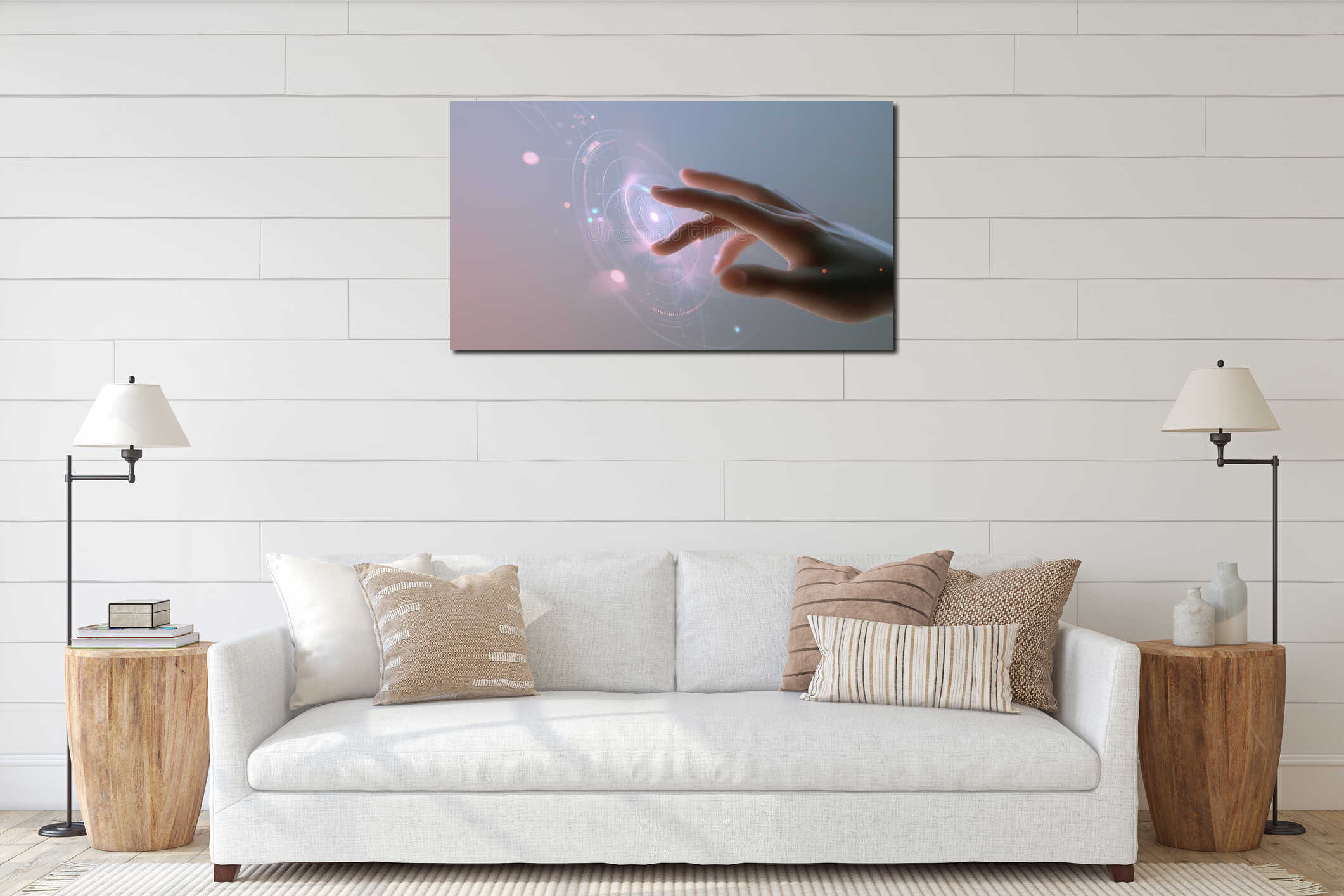 Canvas hanging interior mockup
