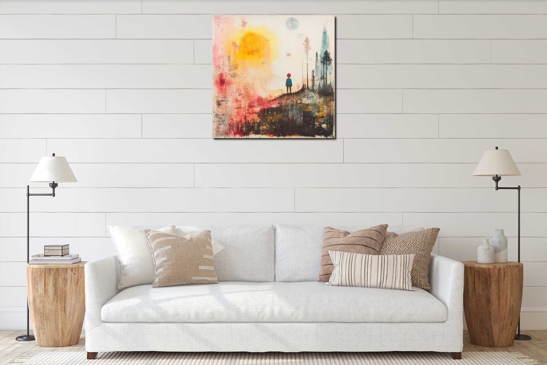 Canvas hanging interior mockup