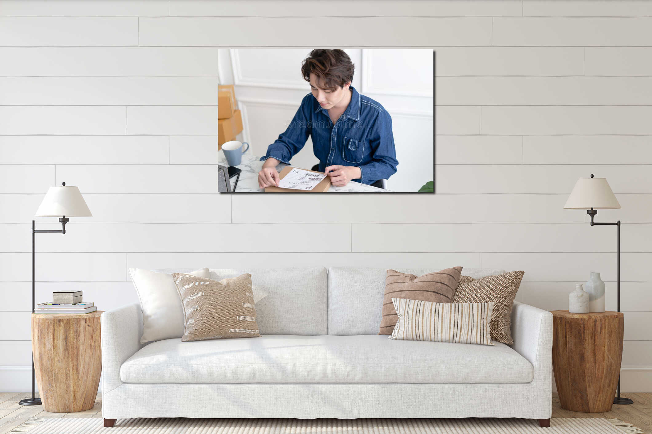 Canvas hanging interior mockup