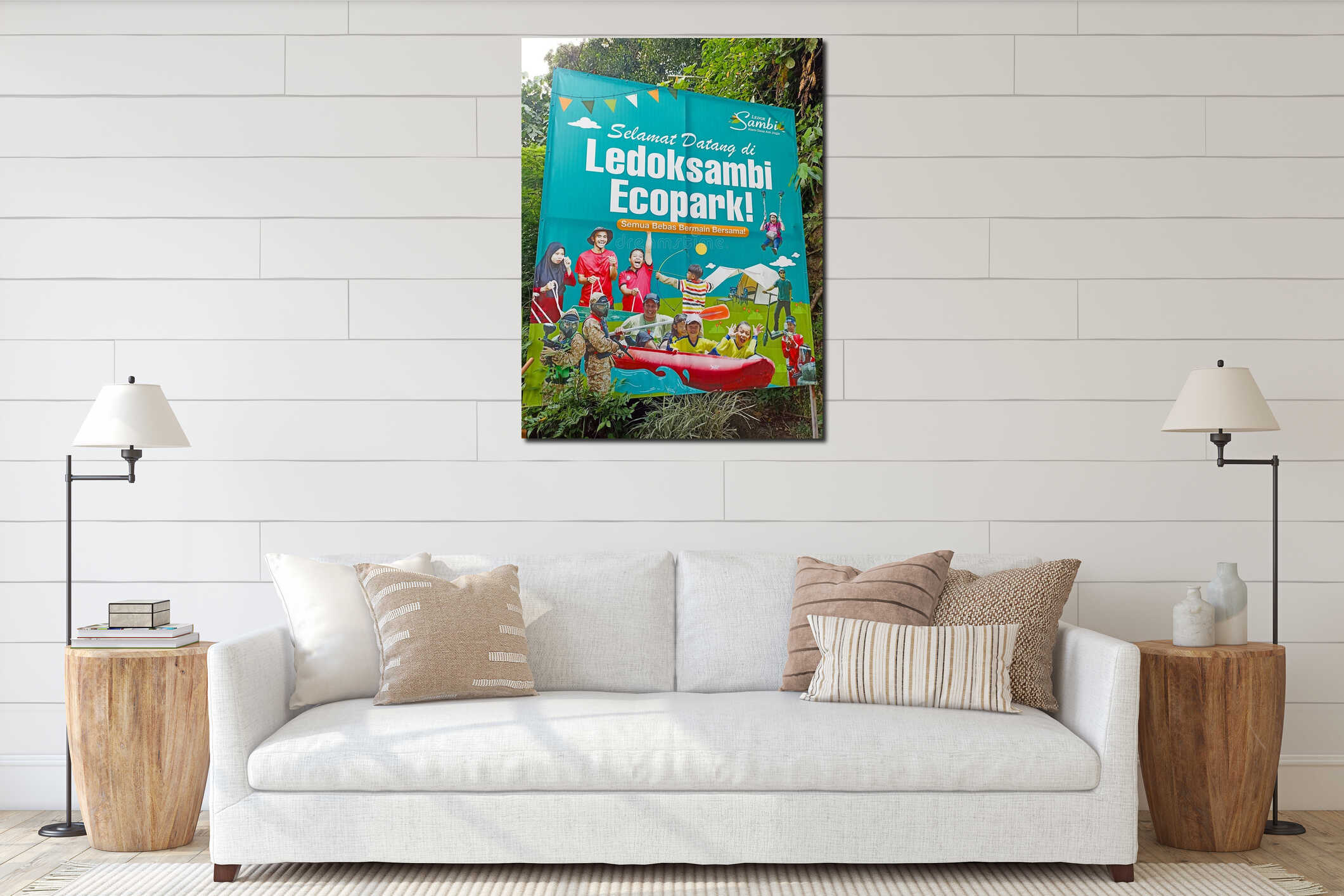 Canvas hanging interior mockup