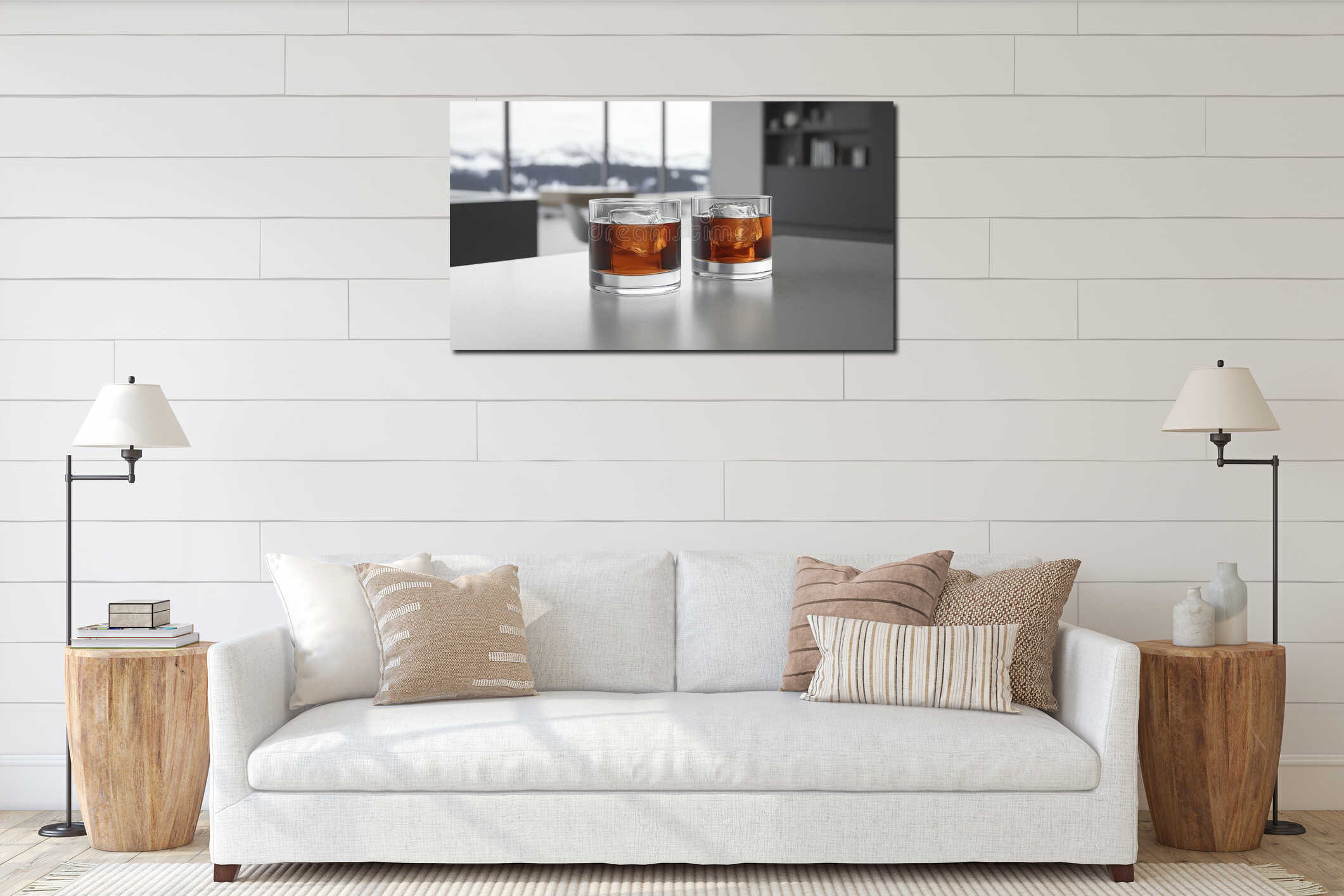Canvas hanging interior mockup