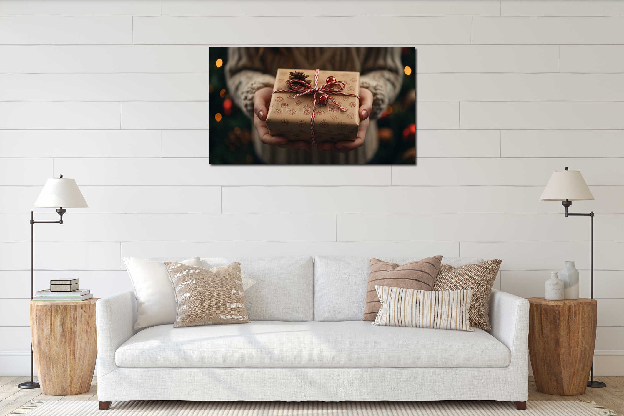Canvas hanging interior mockup