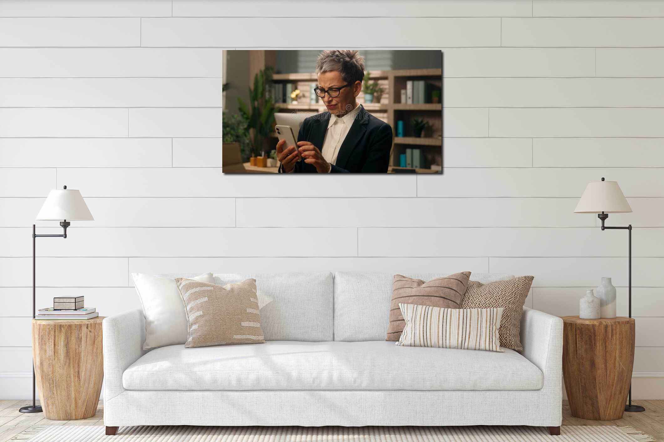 Canvas hanging interior mockup