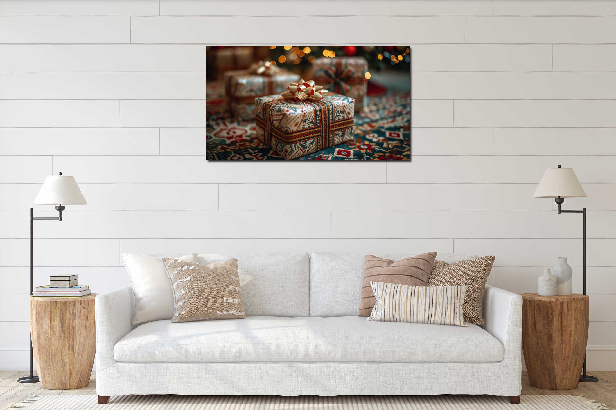 Canvas hanging interior mockup