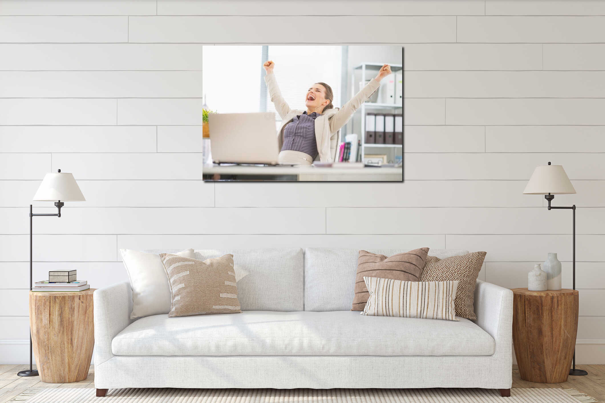 Canvas hanging interior mockup