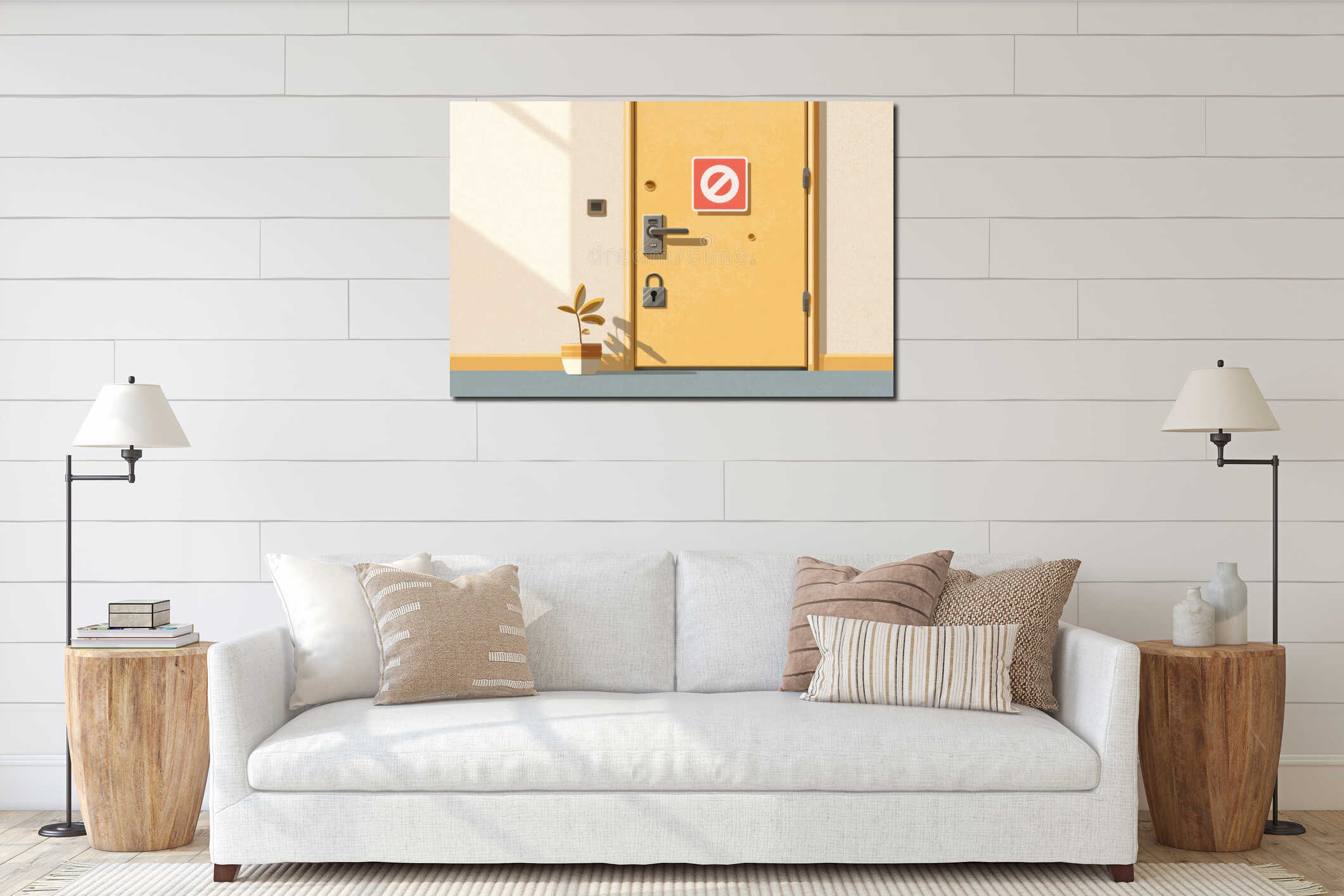 Canvas hanging interior mockup