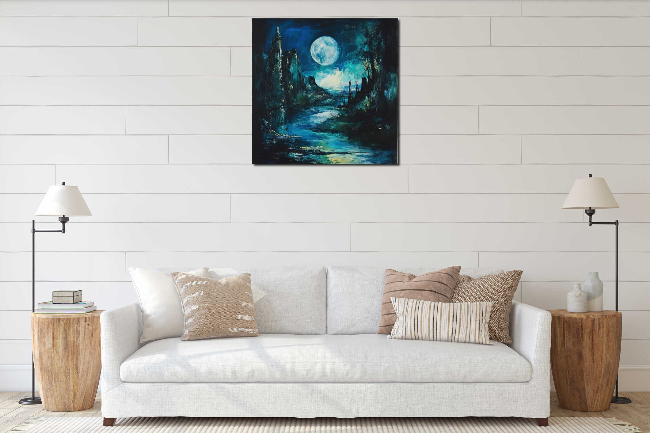 Canvas hanging interior mockup