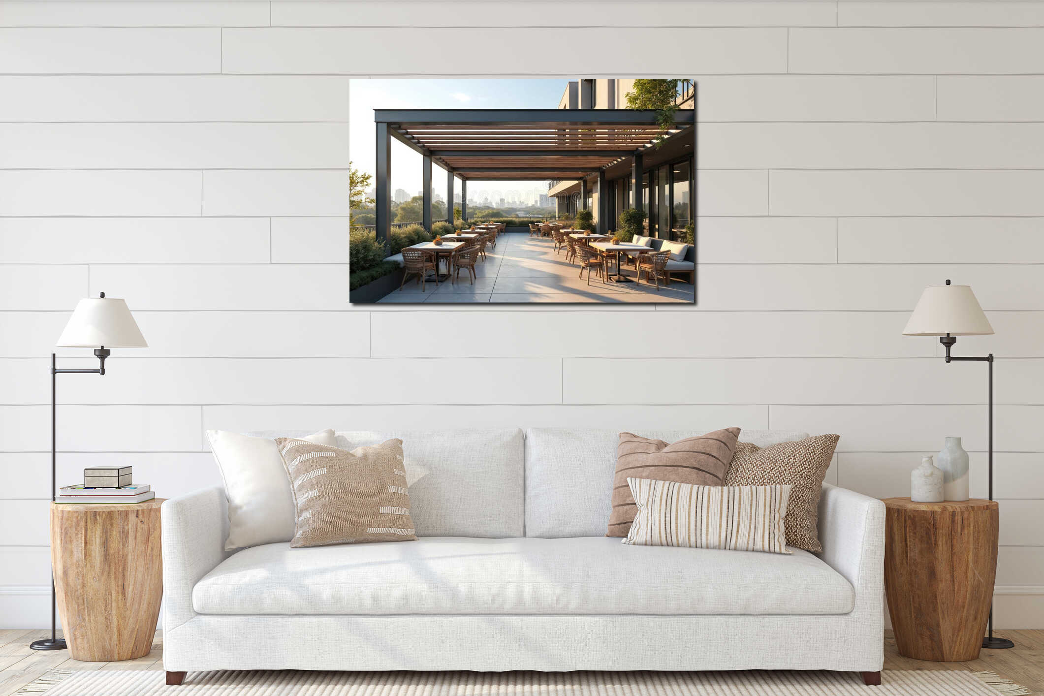 Canvas hanging interior mockup