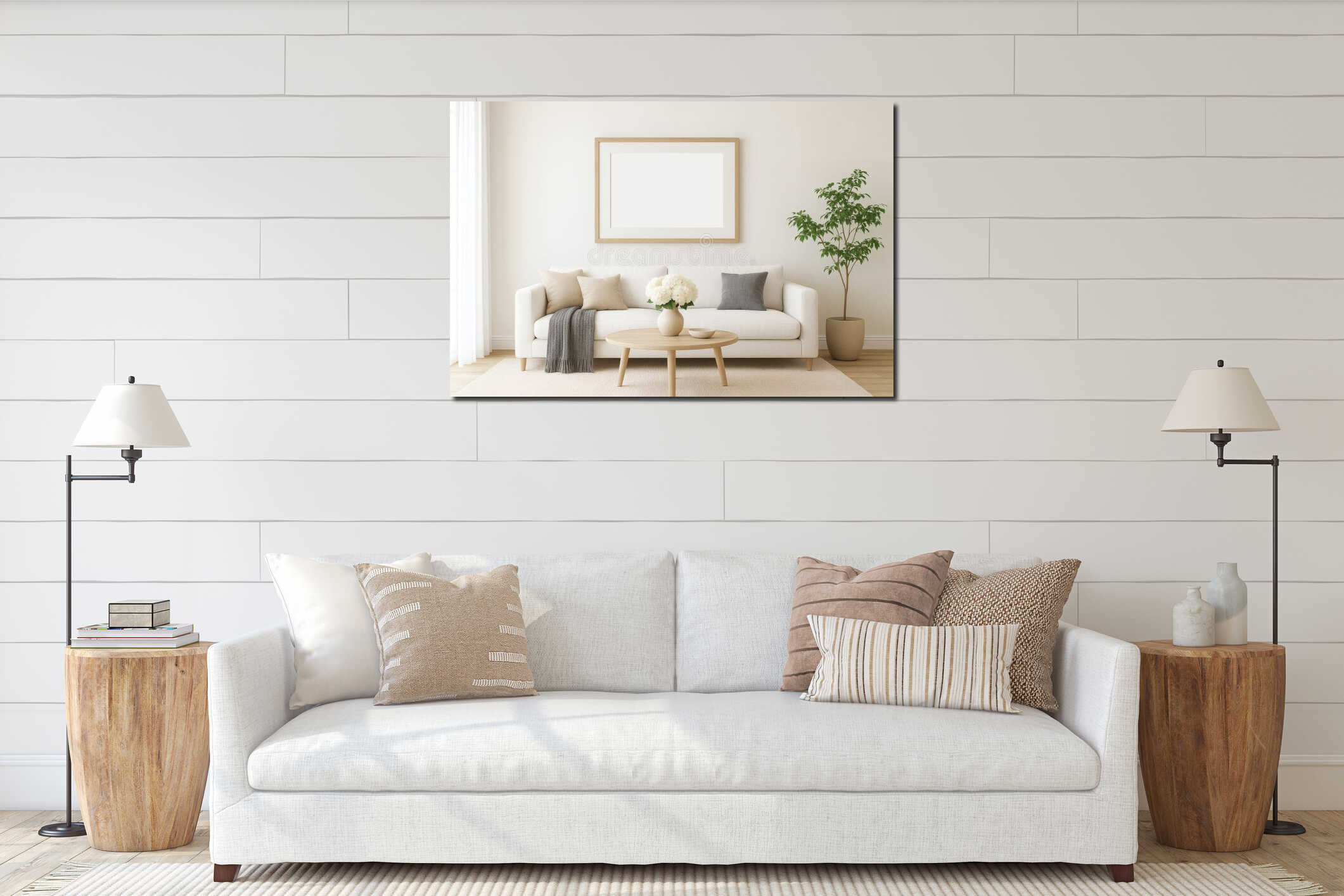 Canvas hanging interior mockup