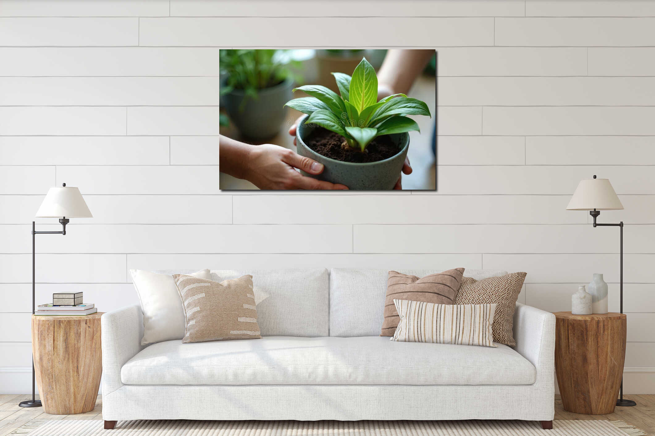 Canvas hanging interior mockup