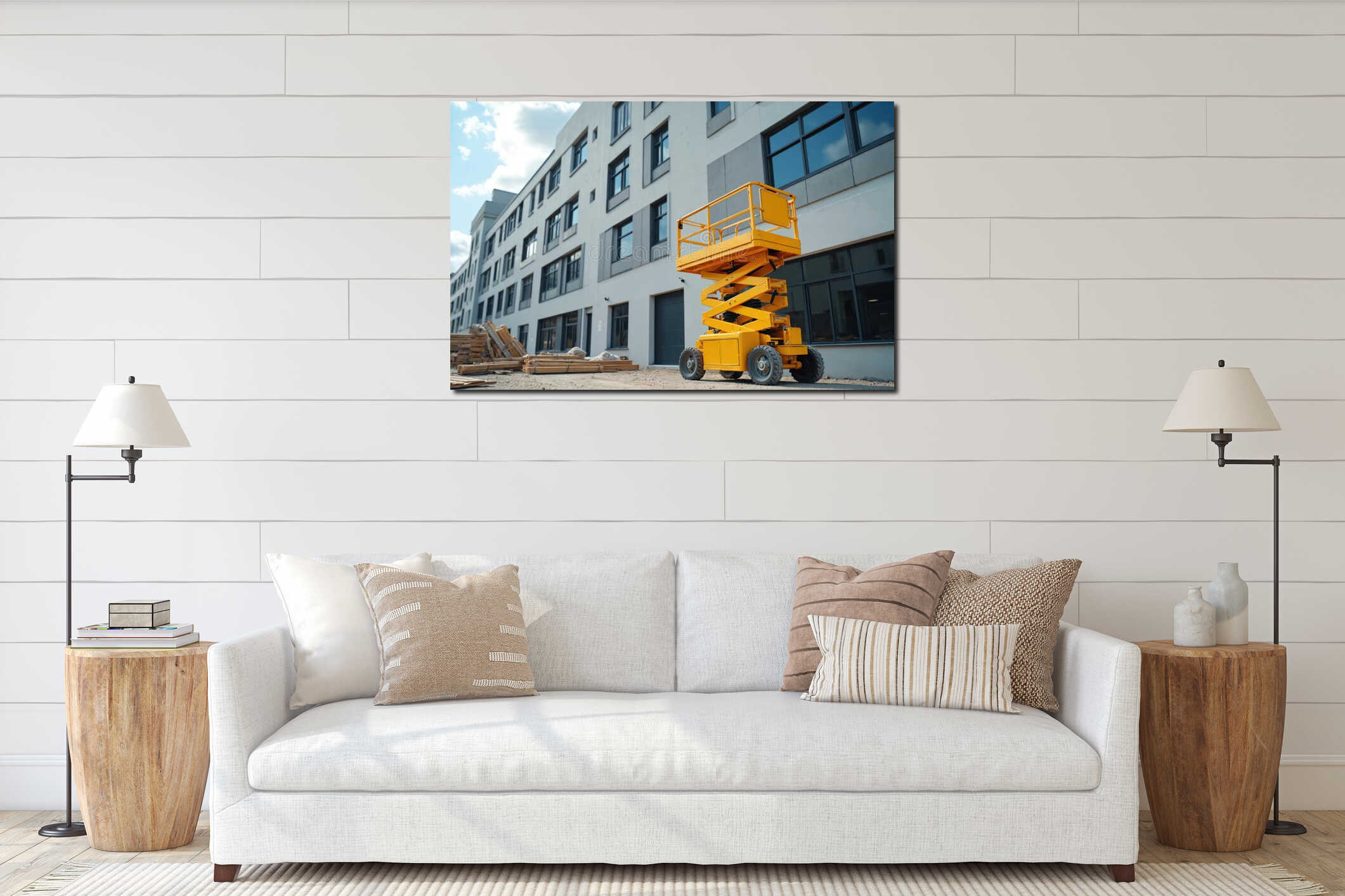 Canvas hanging interior mockup