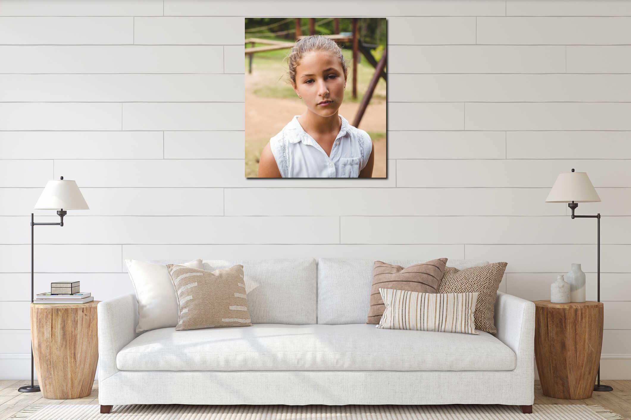 Canvas hanging interior mockup