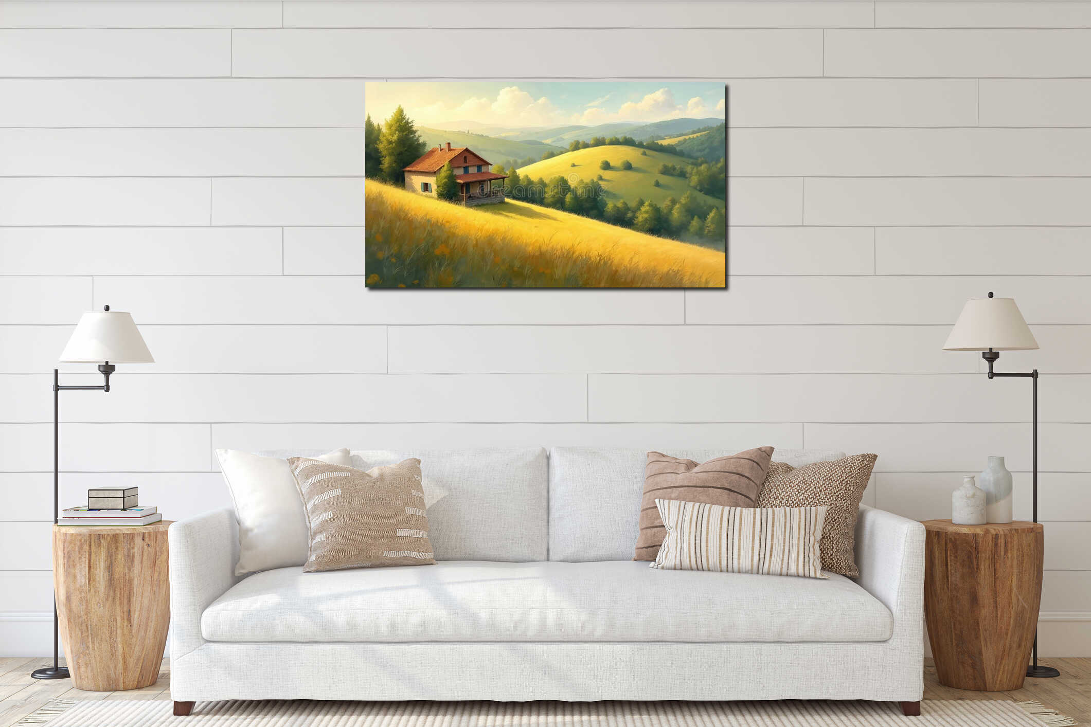Canvas hanging interior mockup
