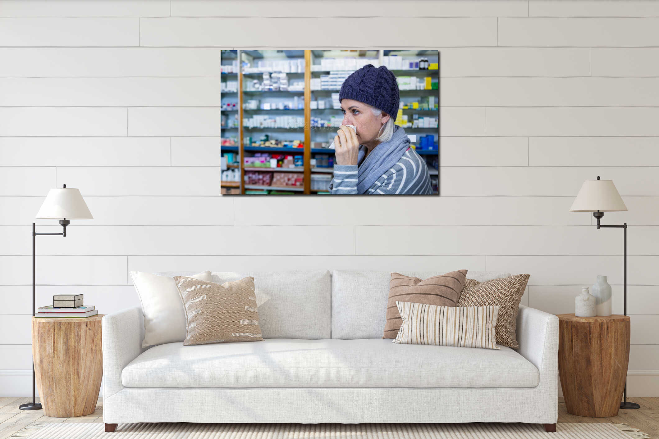 Canvas hanging interior mockup