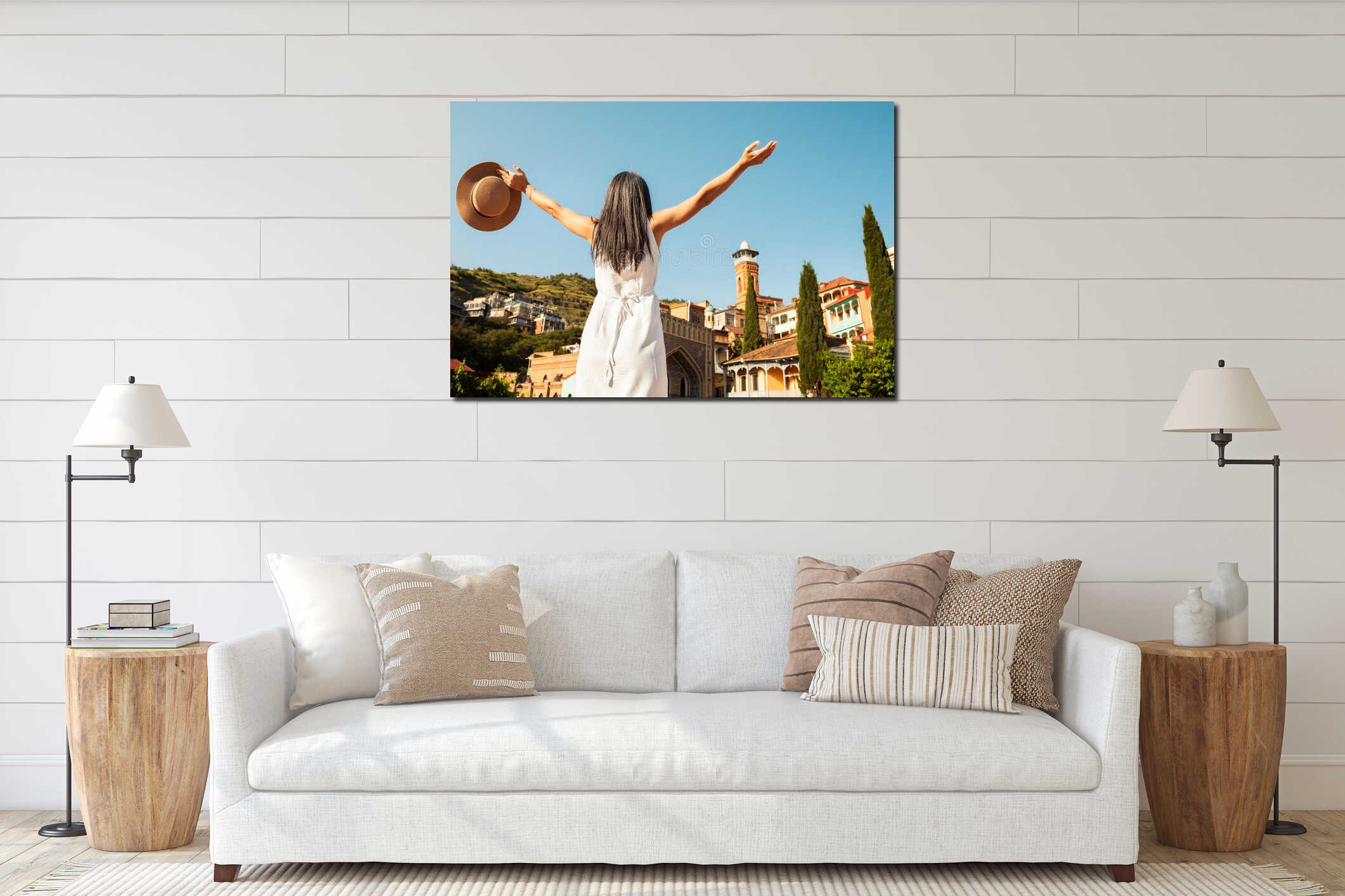 Canvas hanging interior mockup