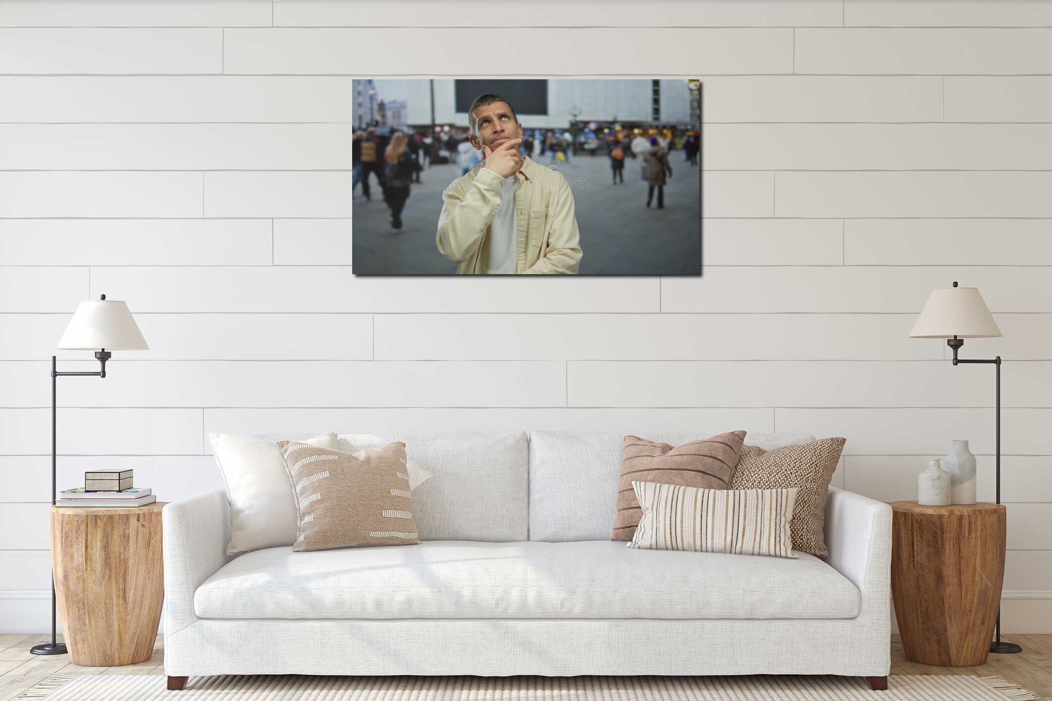 Canvas hanging interior mockup