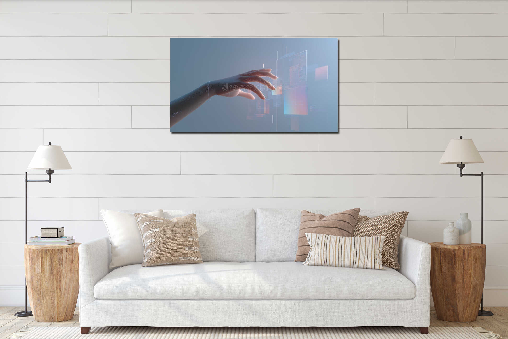 Canvas hanging interior mockup