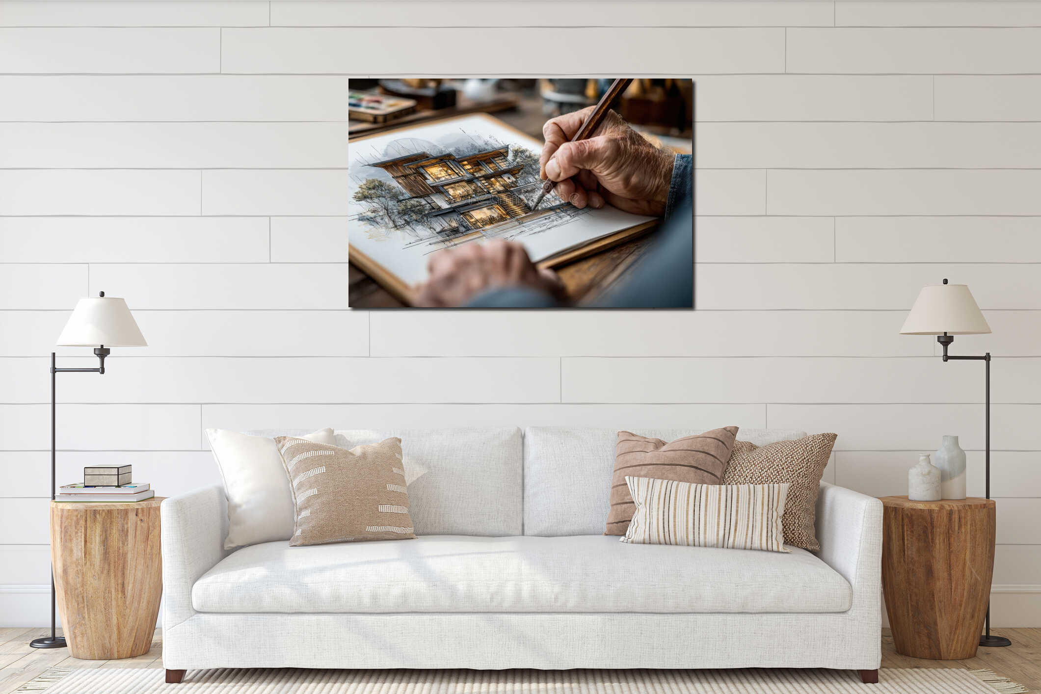 Canvas hanging interior mockup
