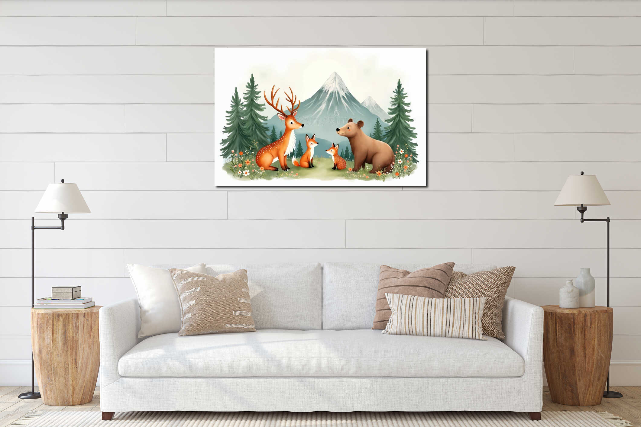 Canvas hanging interior mockup