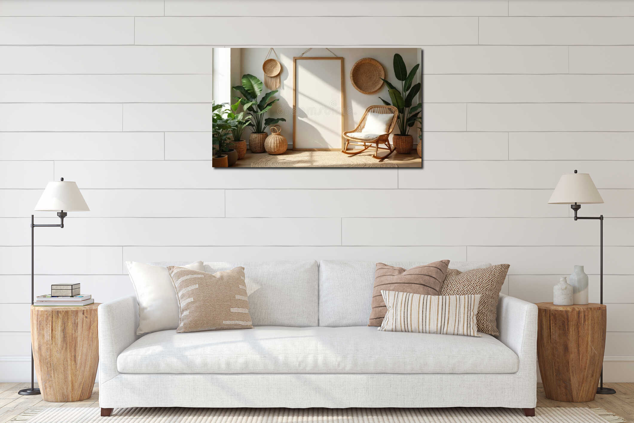 Canvas hanging interior mockup