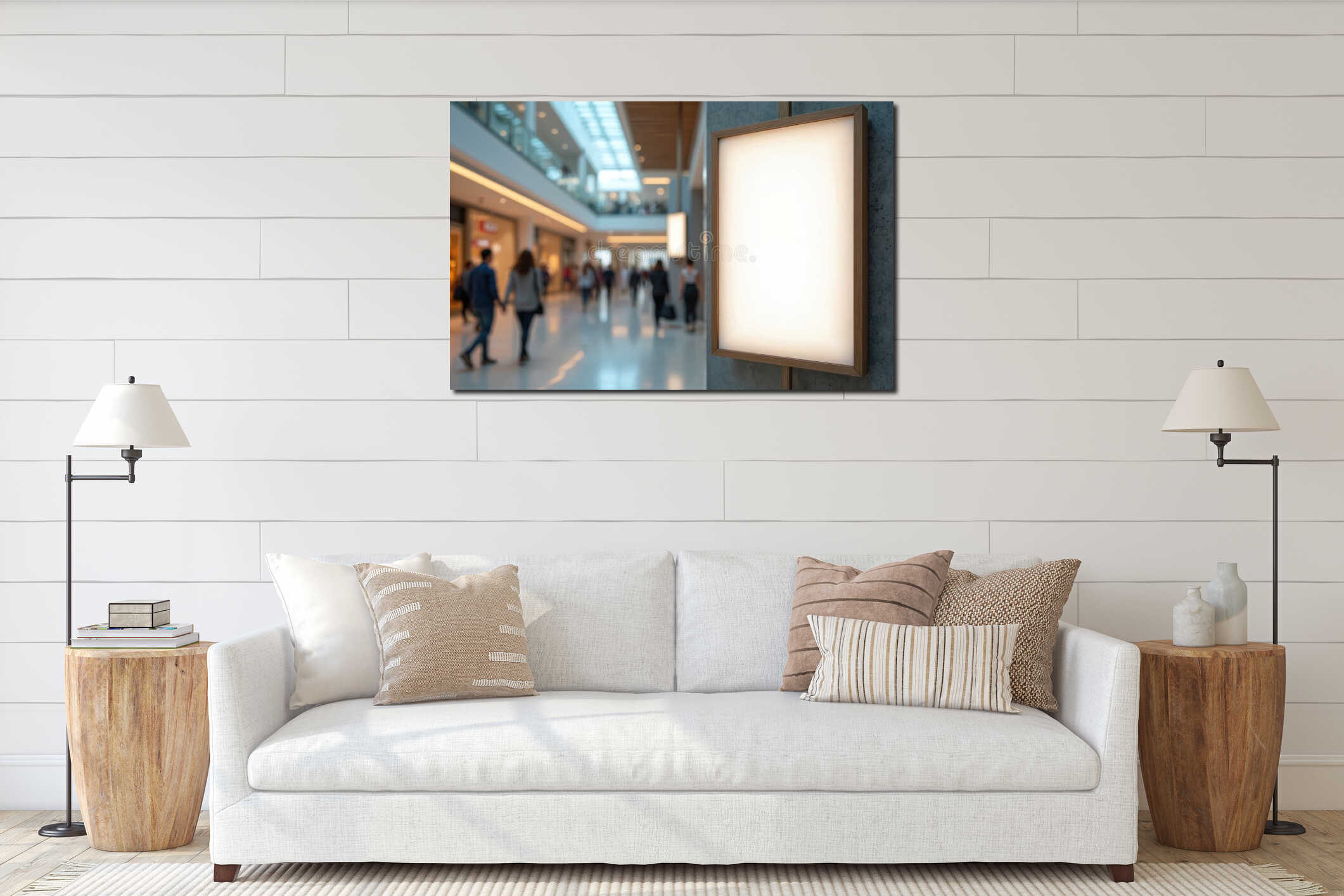 Canvas hanging interior mockup
