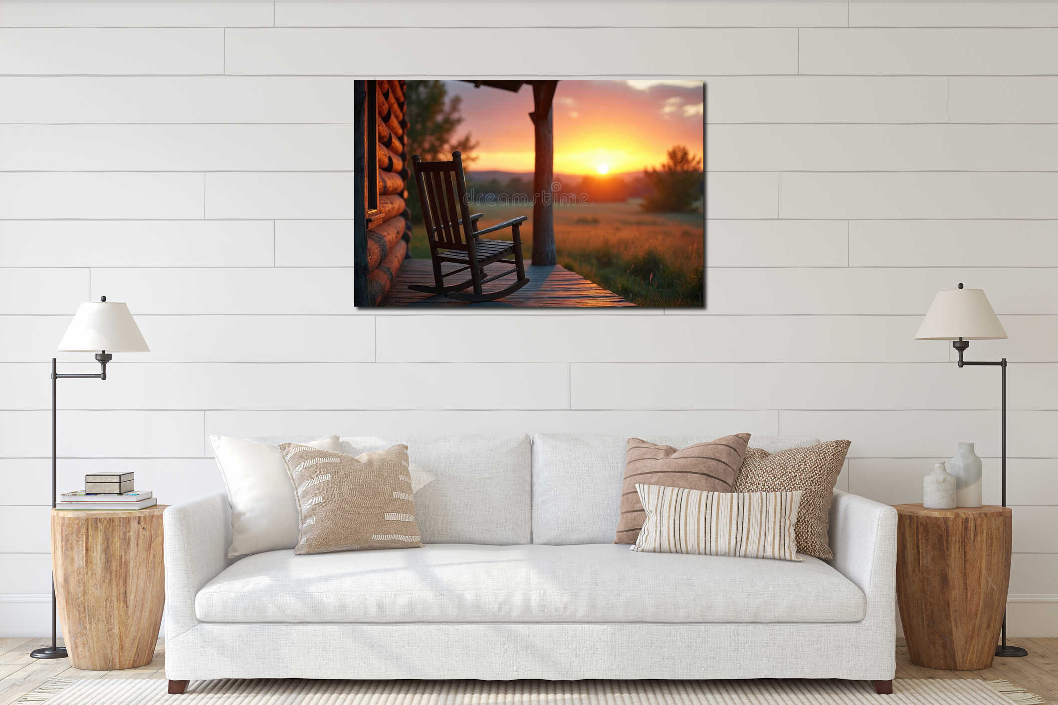 Canvas hanging interior mockup