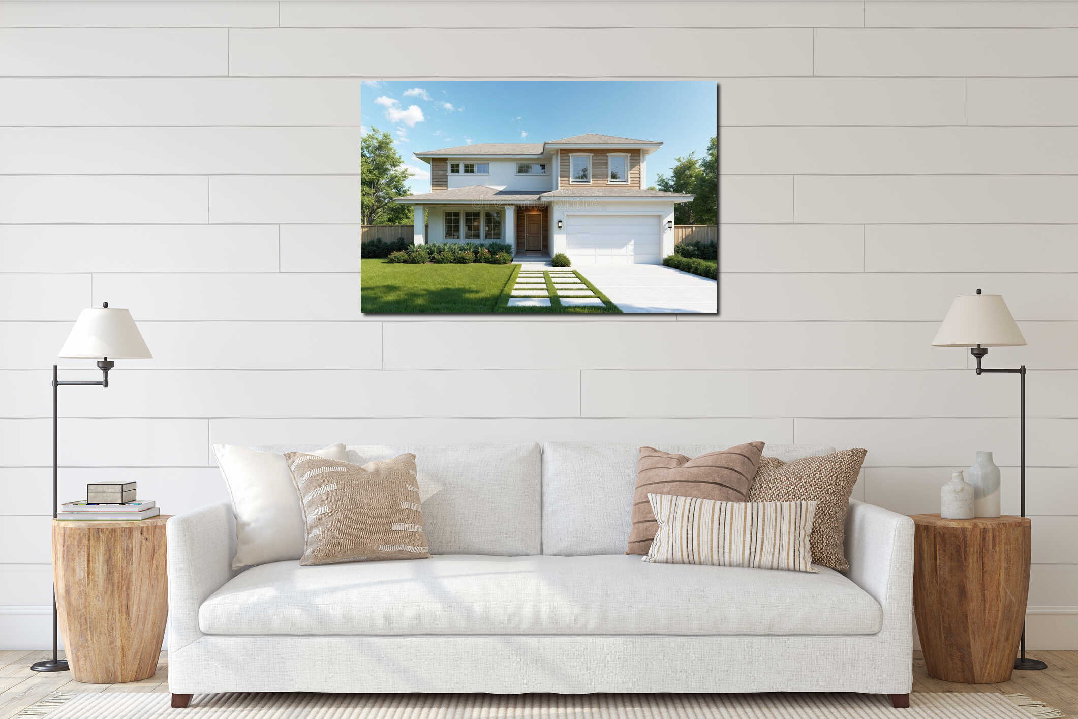 Canvas hanging interior mockup
