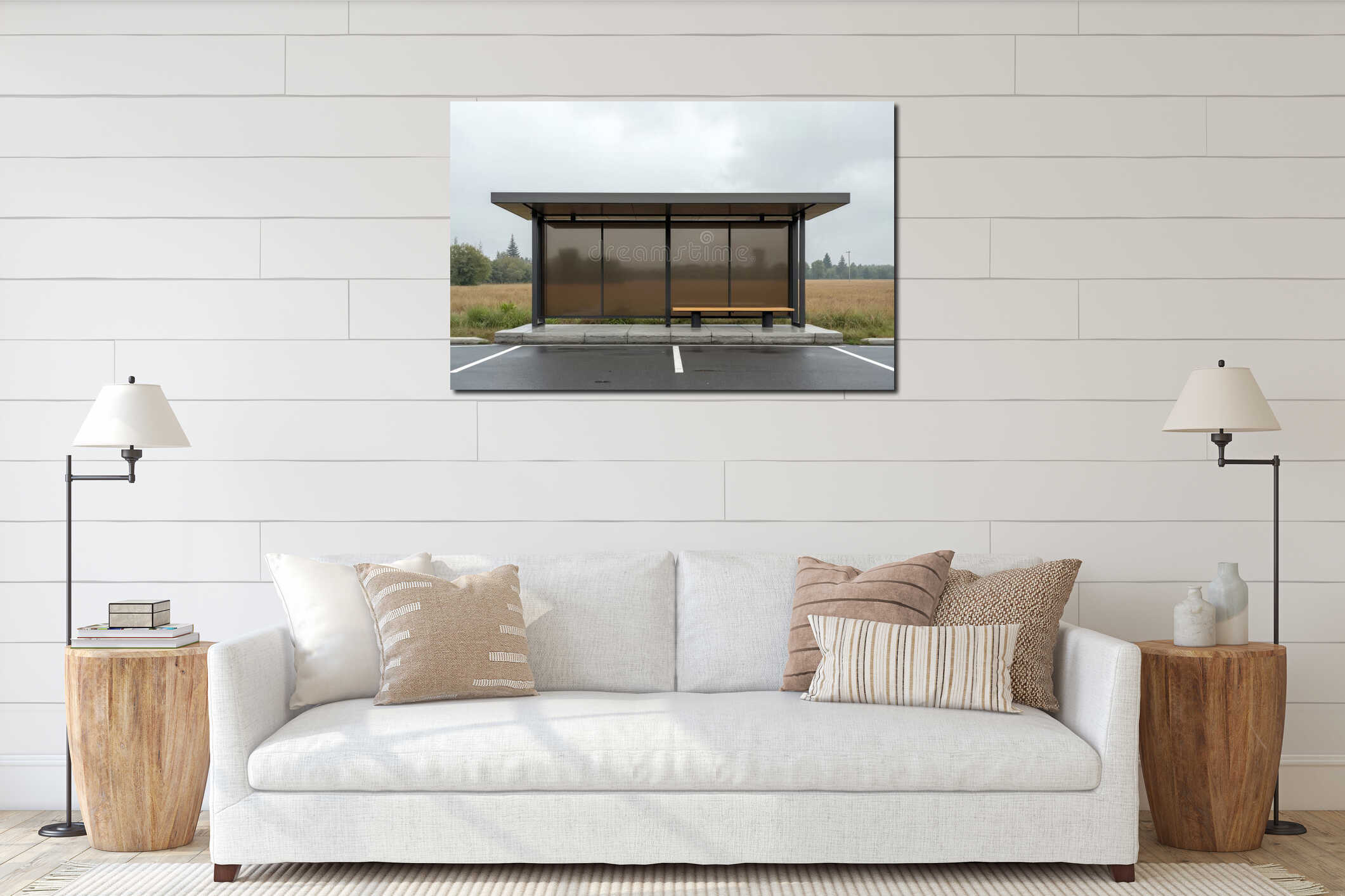 Canvas hanging interior mockup