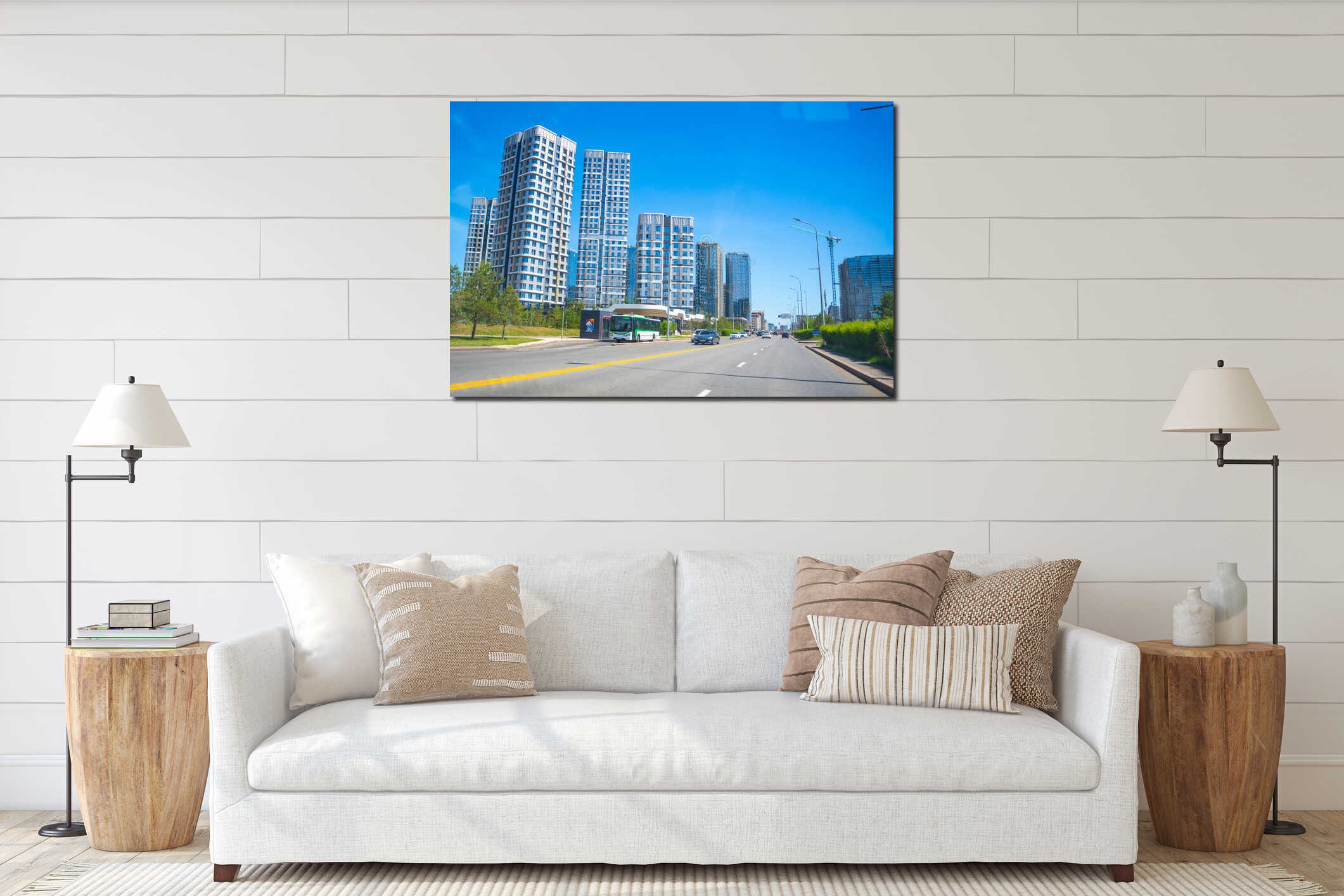 Canvas hanging interior mockup