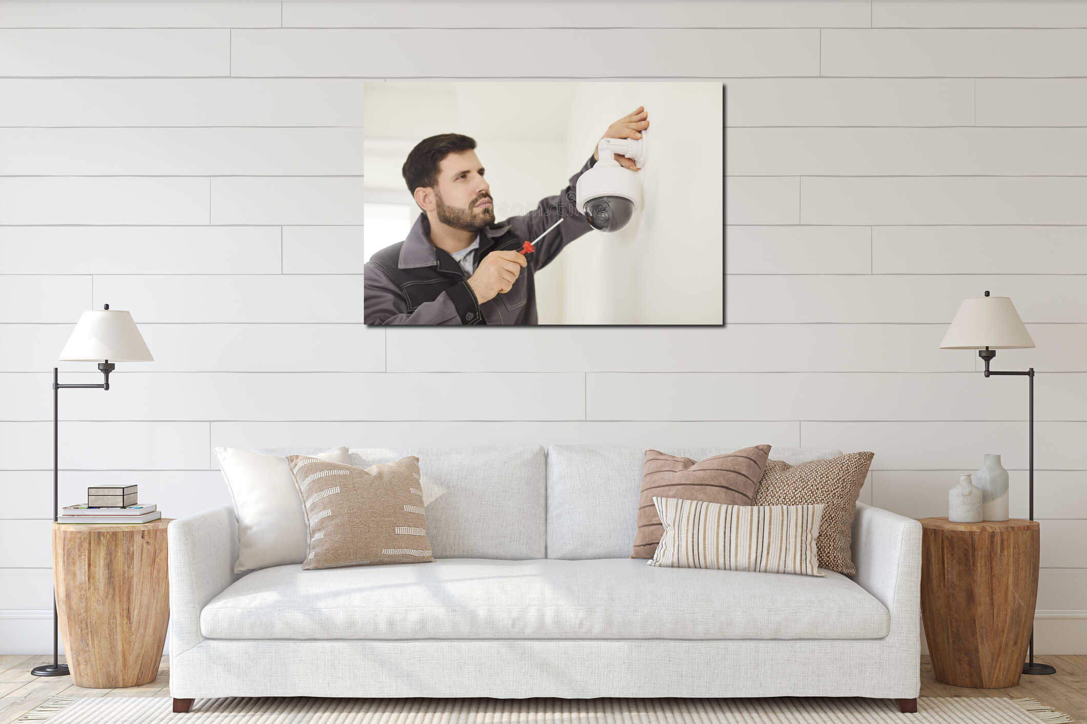 Canvas hanging interior mockup