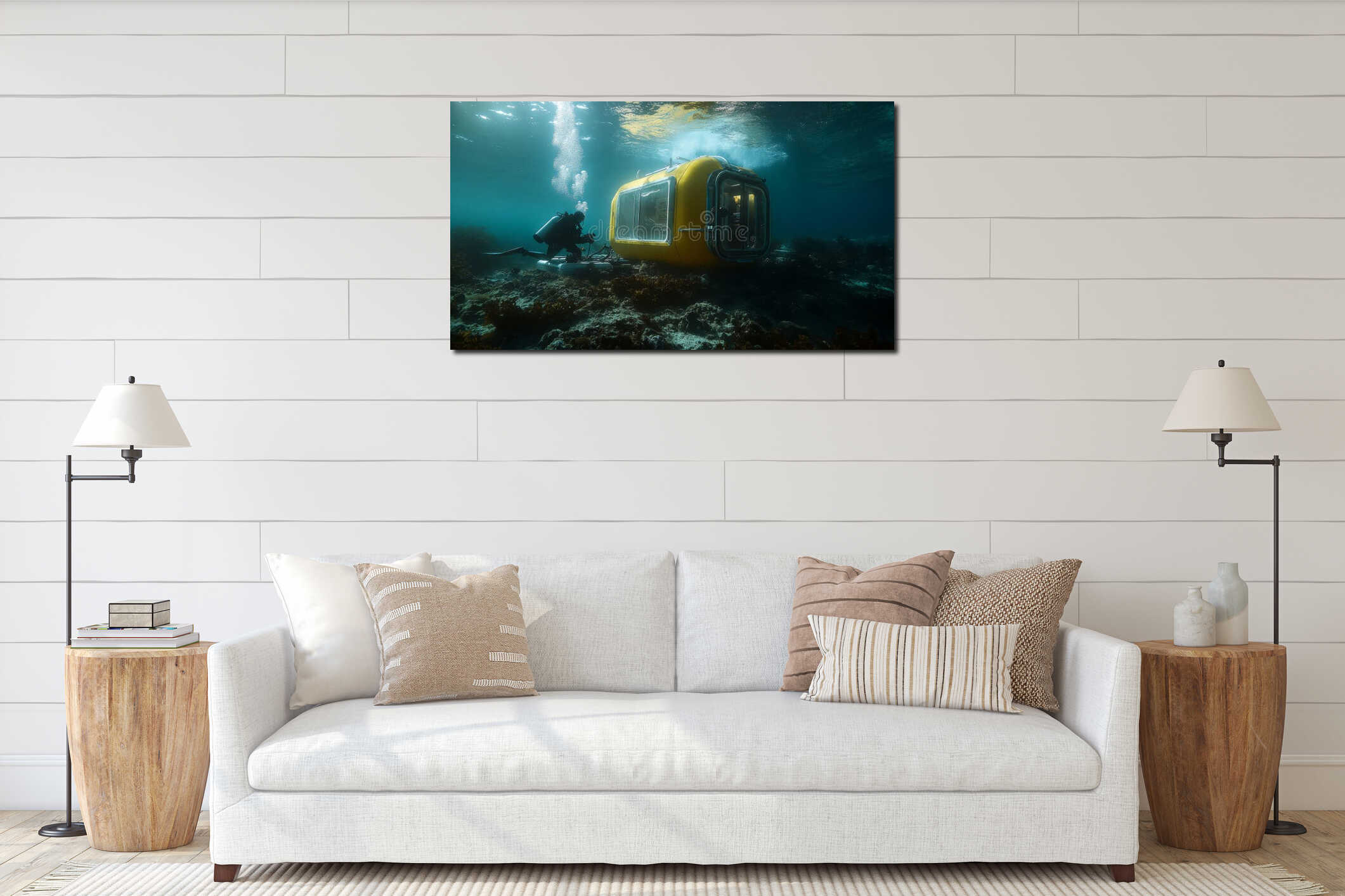 Canvas hanging interior mockup
