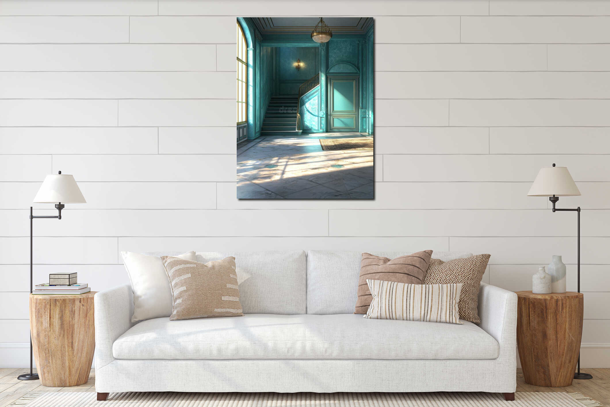Canvas hanging interior mockup
